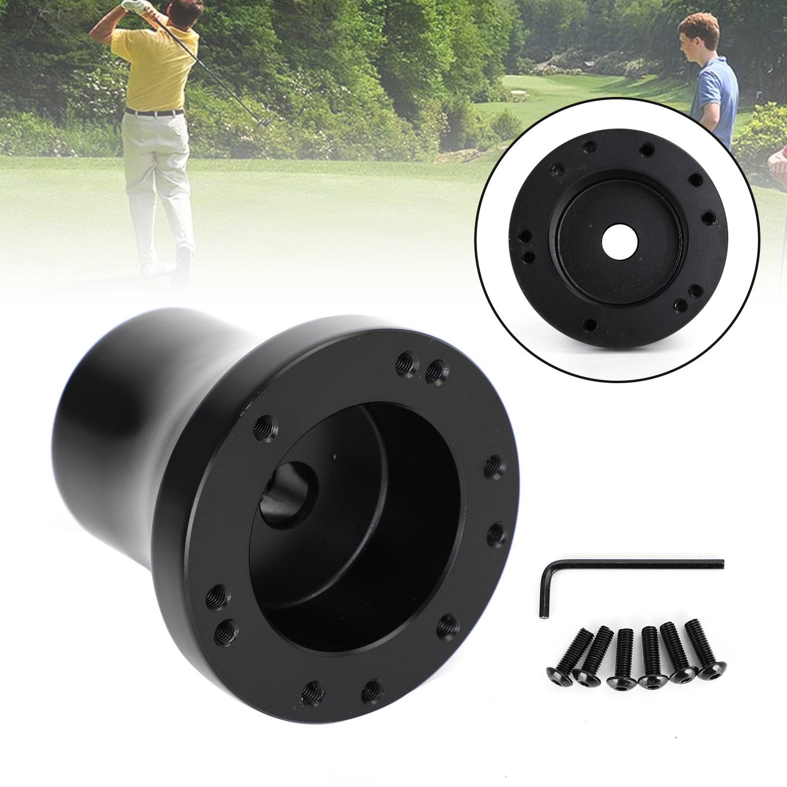 Golfkar Aluminium stuurwieladapternaaf geschikt voor Club Car Precedent Zwart Generiek