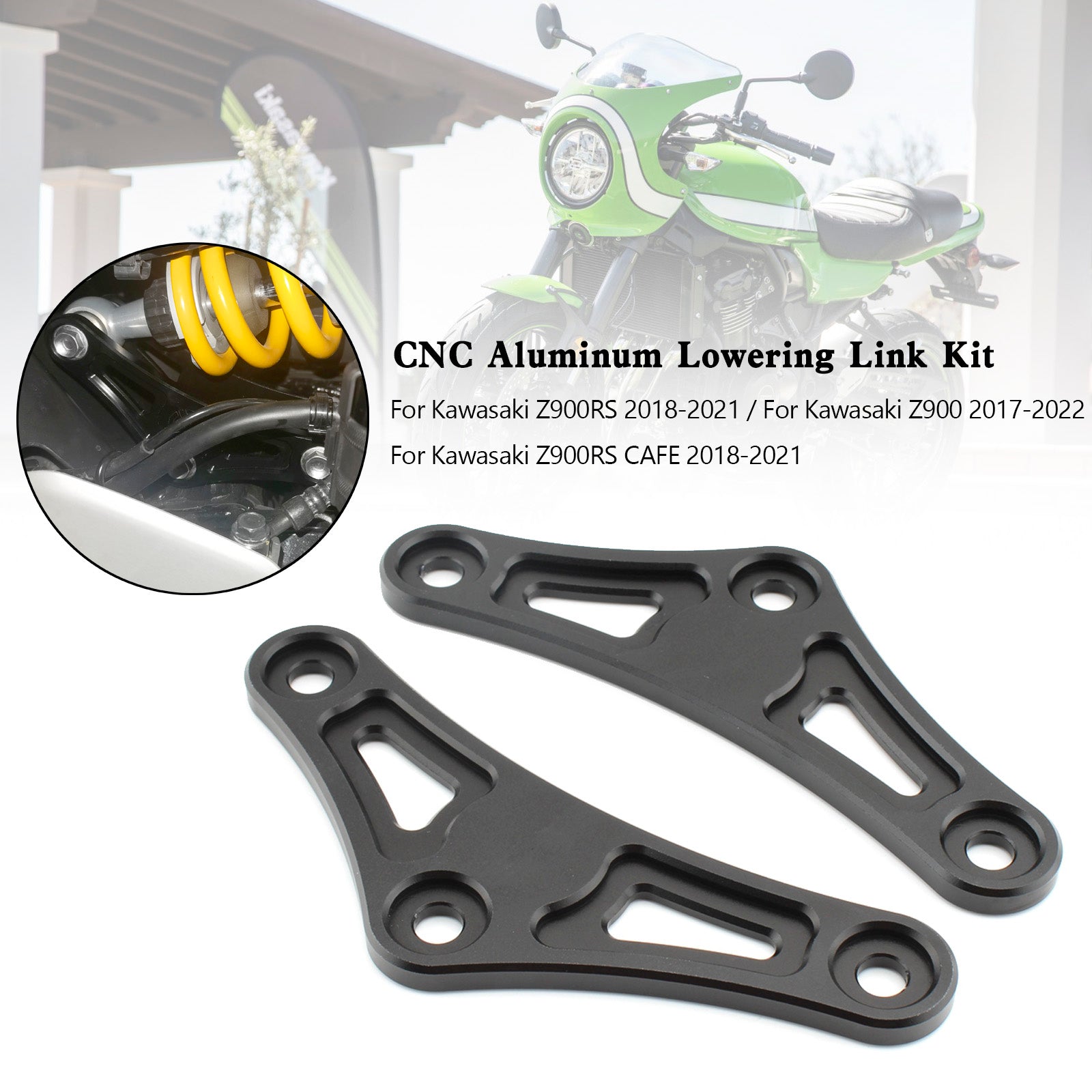 2018-2021 Kawasaki Z900RS/2017-2022 Z900 30 mm CNC aluminium verlagingsset
