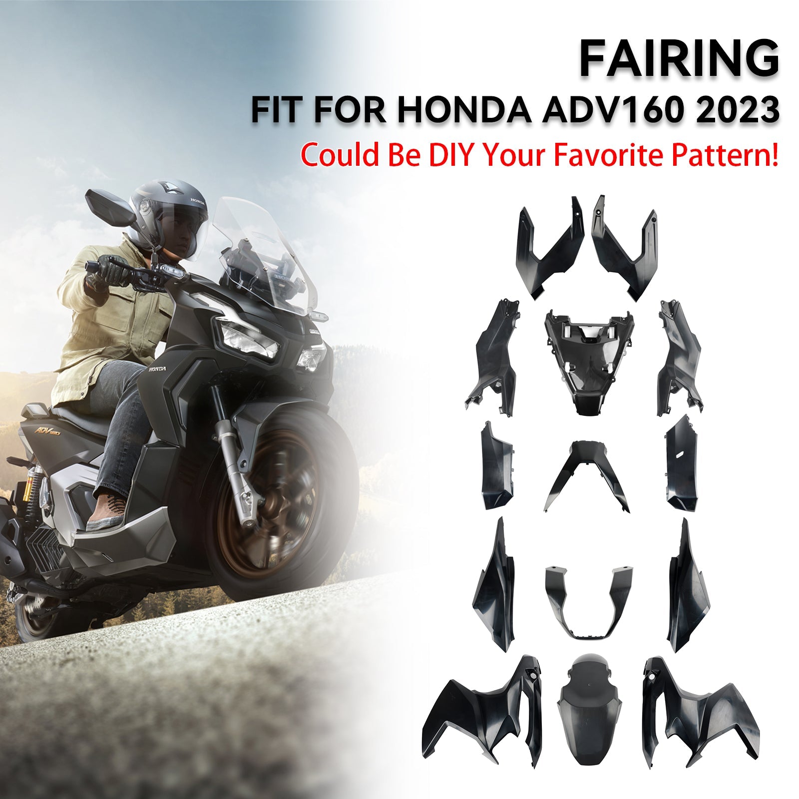 Honda Adv 160 2023 Moldagem de injeção de abdominais a carroceria não pintada