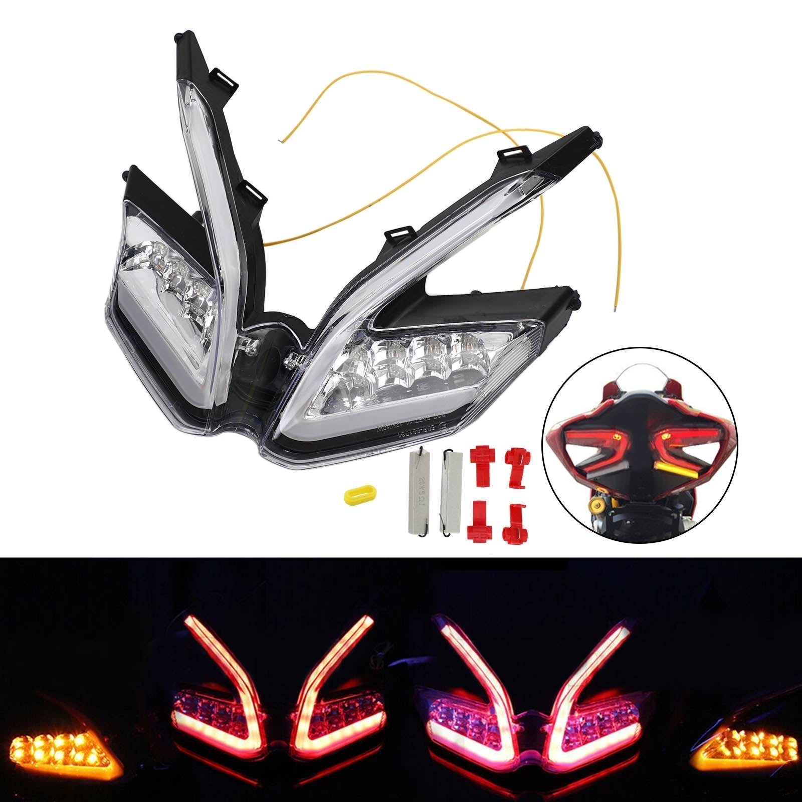 Clignotants de feu arrière intégrés à LED pour Ducati 959 899 1299 1199 Panigale noir