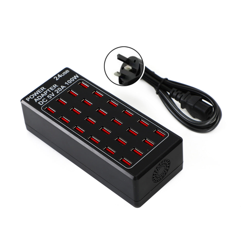 Efektívna 24-port USB Charger 100W Rapid nabíjanie kompatibilné s telefónmi a zariadeniami vynikajúca kvalita UK Plug