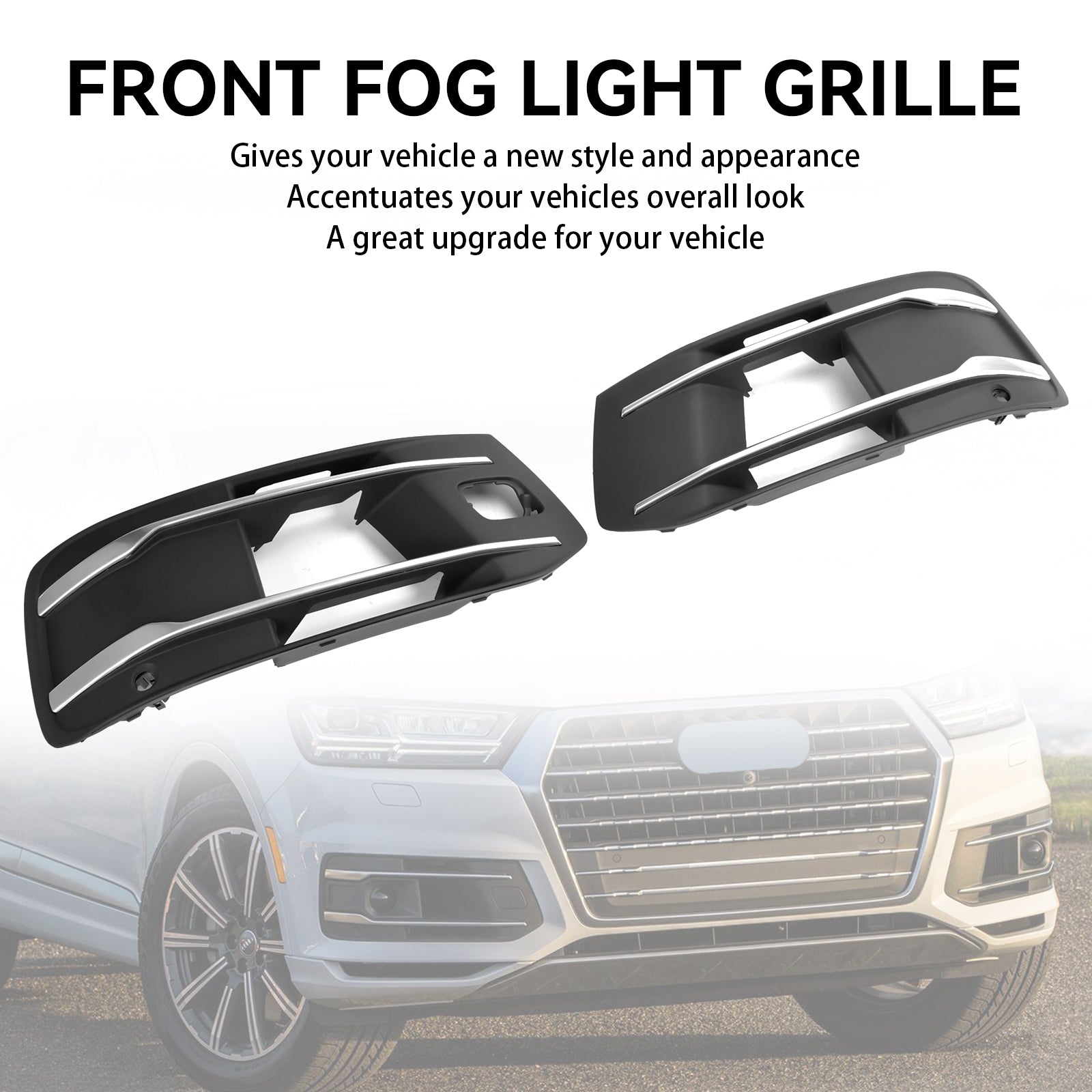 Audi Q7 2016-2019 Couverture de pare-chocs avant Grille de phare antibrouillard Lunette Insert Grill
