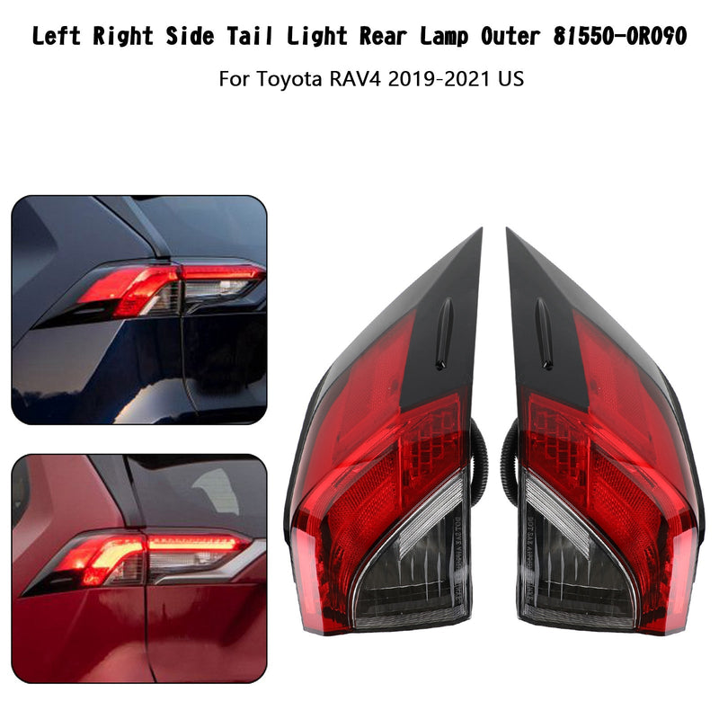2019-2021 Toyota RAV4 Tail Light Rear Lamp Outer L+R Side 81560/81550-0R090 Generic