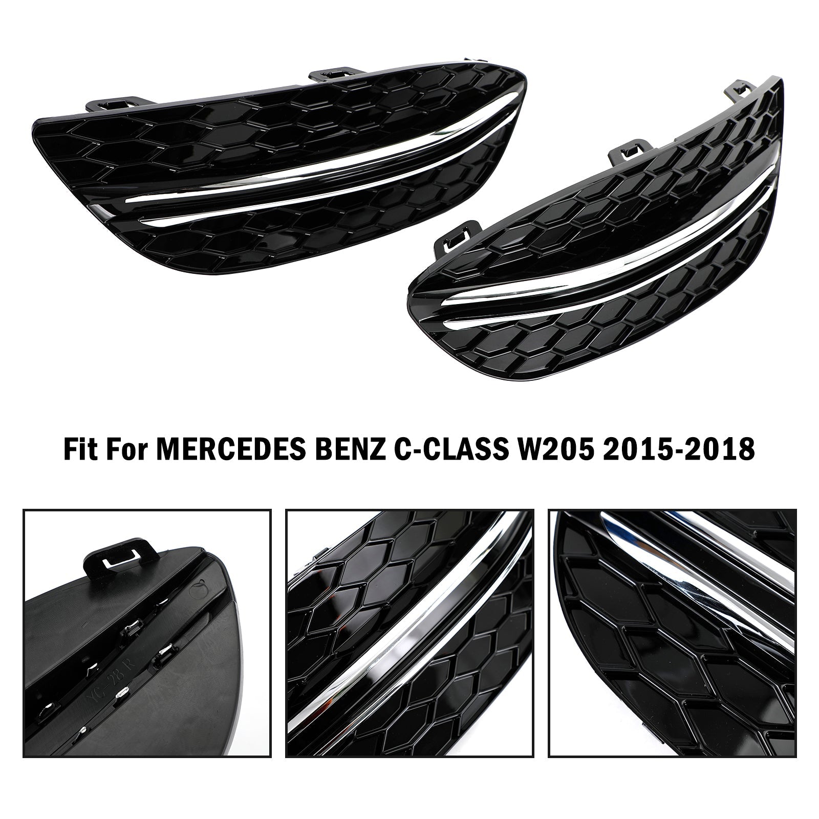 MERCEDES BENZ CLASE C 2015-2018 W205 Cubierta de luz antiniebla delantera con base de panal