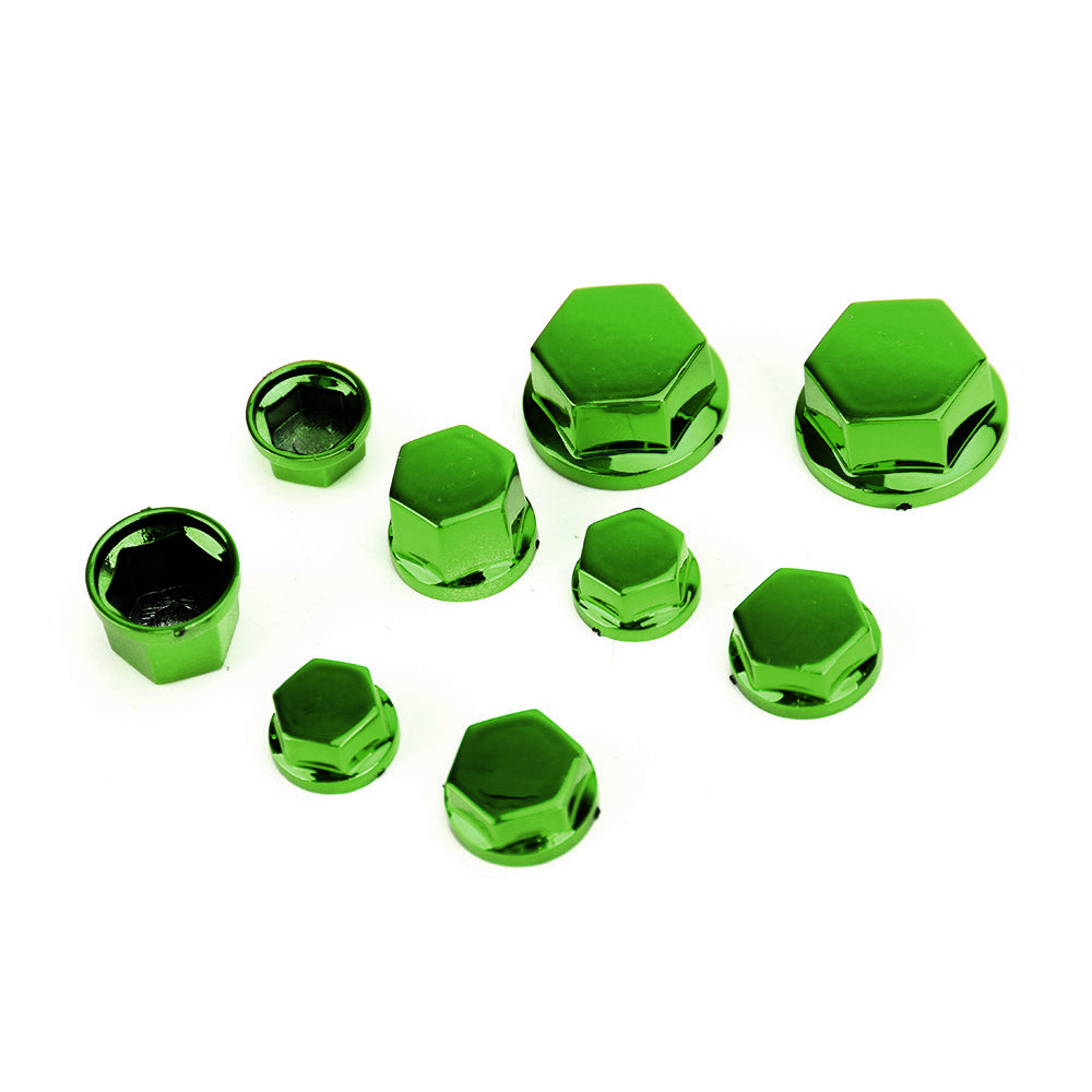 30 stuks 5 maten motorfiets groen plastic zeskantschroef covers bout moer cap cover generiek