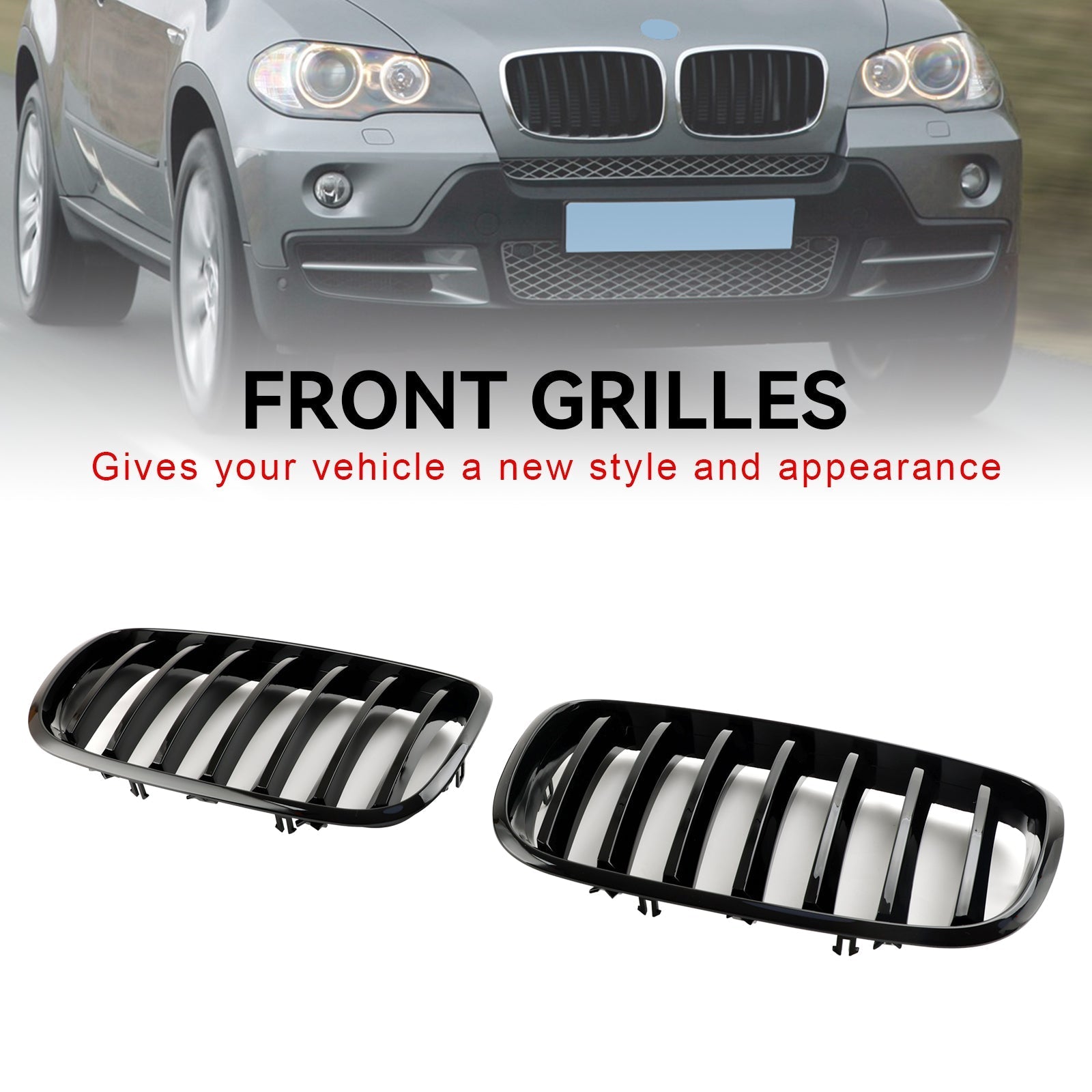 BMW X6 E71 2007-2014/x6 M (E71) 2009-2014/x6 Hybrid E72 2008-2011 Front Bumper Kidney Grille Grill Gloss Black