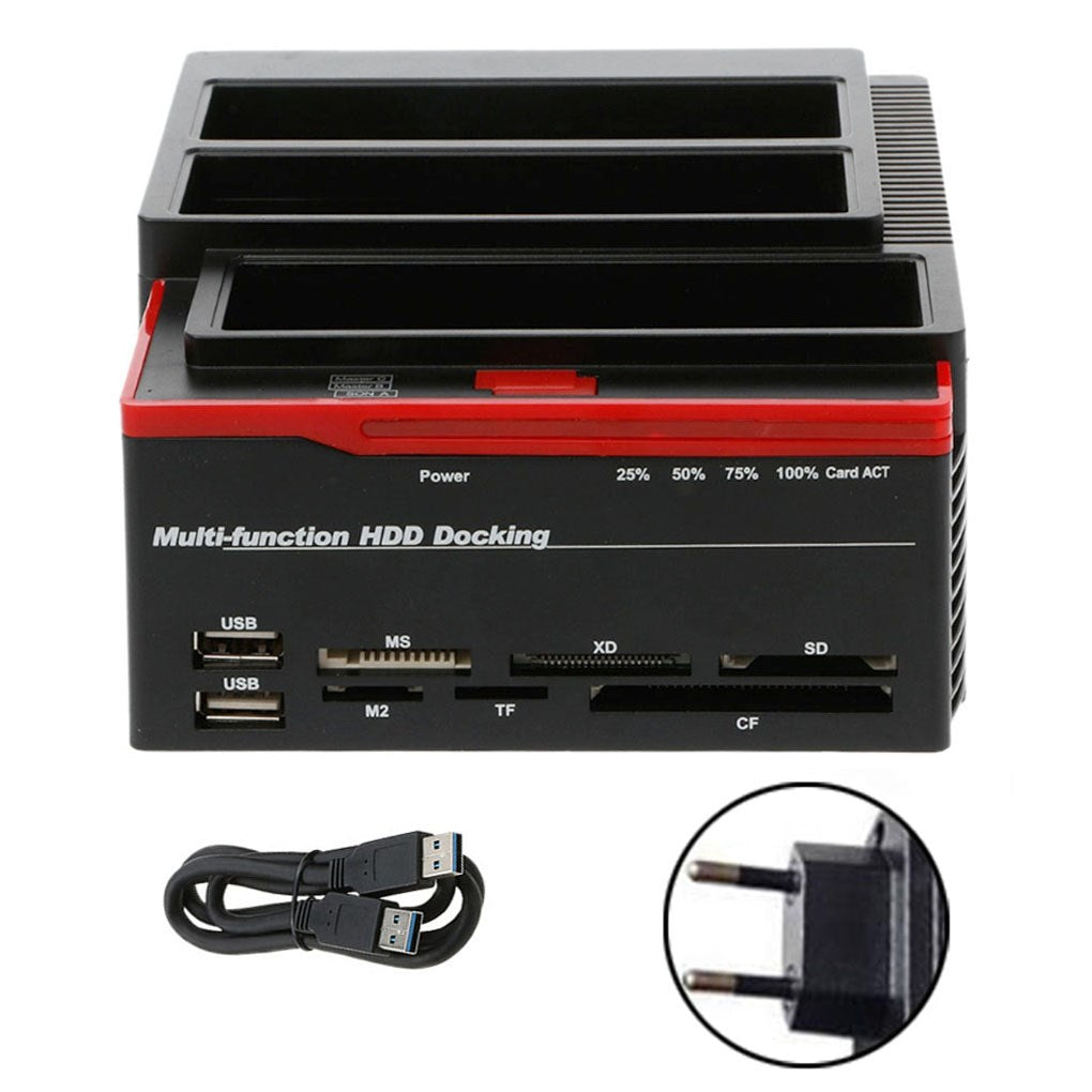 3 IDE SATA 2.5" 3.5" Estación de acoplamiento para clonación de disco duro HDD, lector de tarjetas, UE