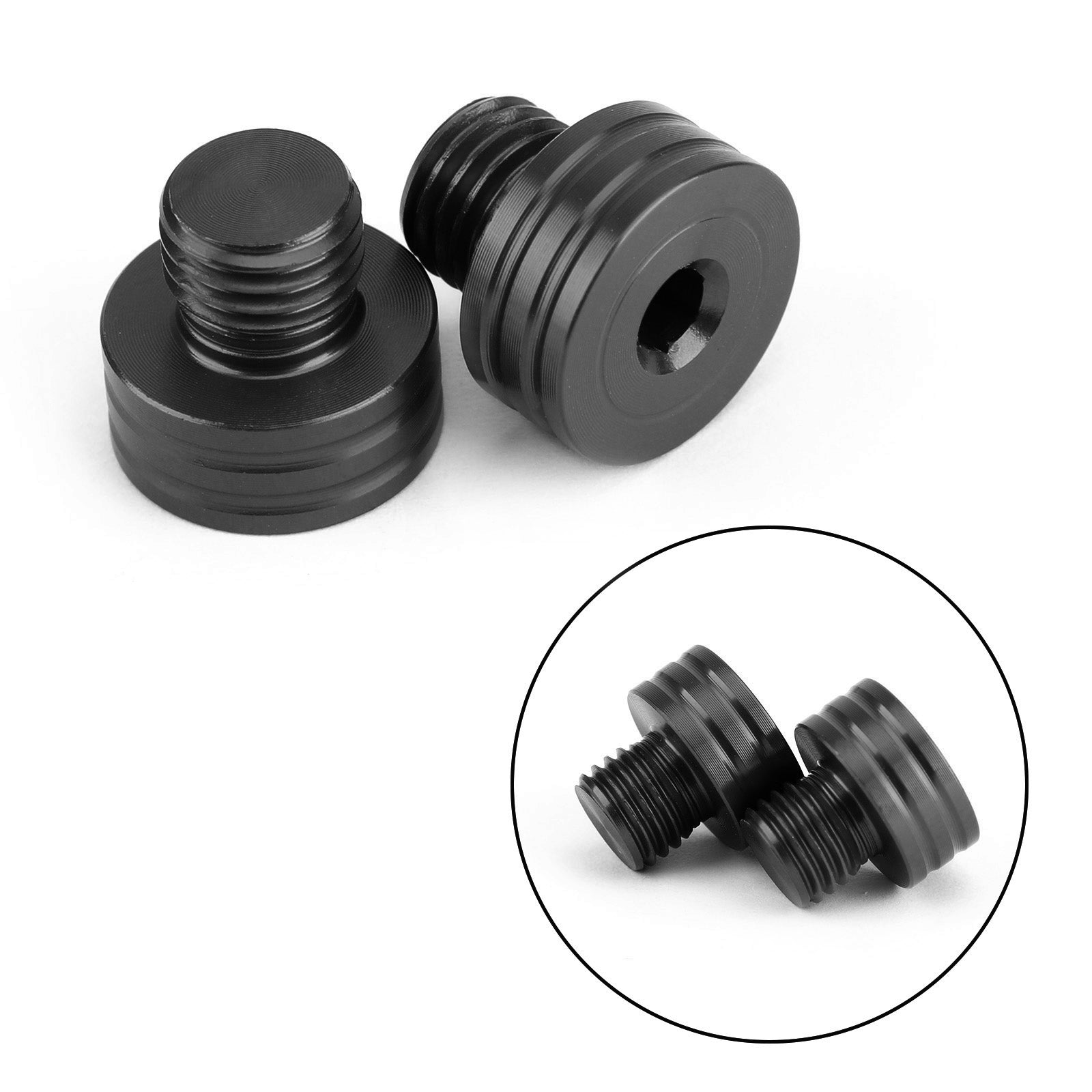 M10x1.25mm Pair Mirror Hole Plugs Black CNC Aluminum For Honda PCX 125 2016-2020 & PCX 150 2016-2020