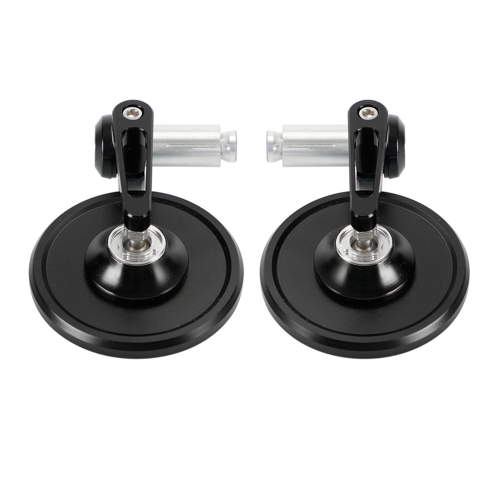 Aluminium stuuruiteindespiegel 7/8"-1" Zwarte korte arm BAR-uiteinde 3" Ronde spiegels Generiek