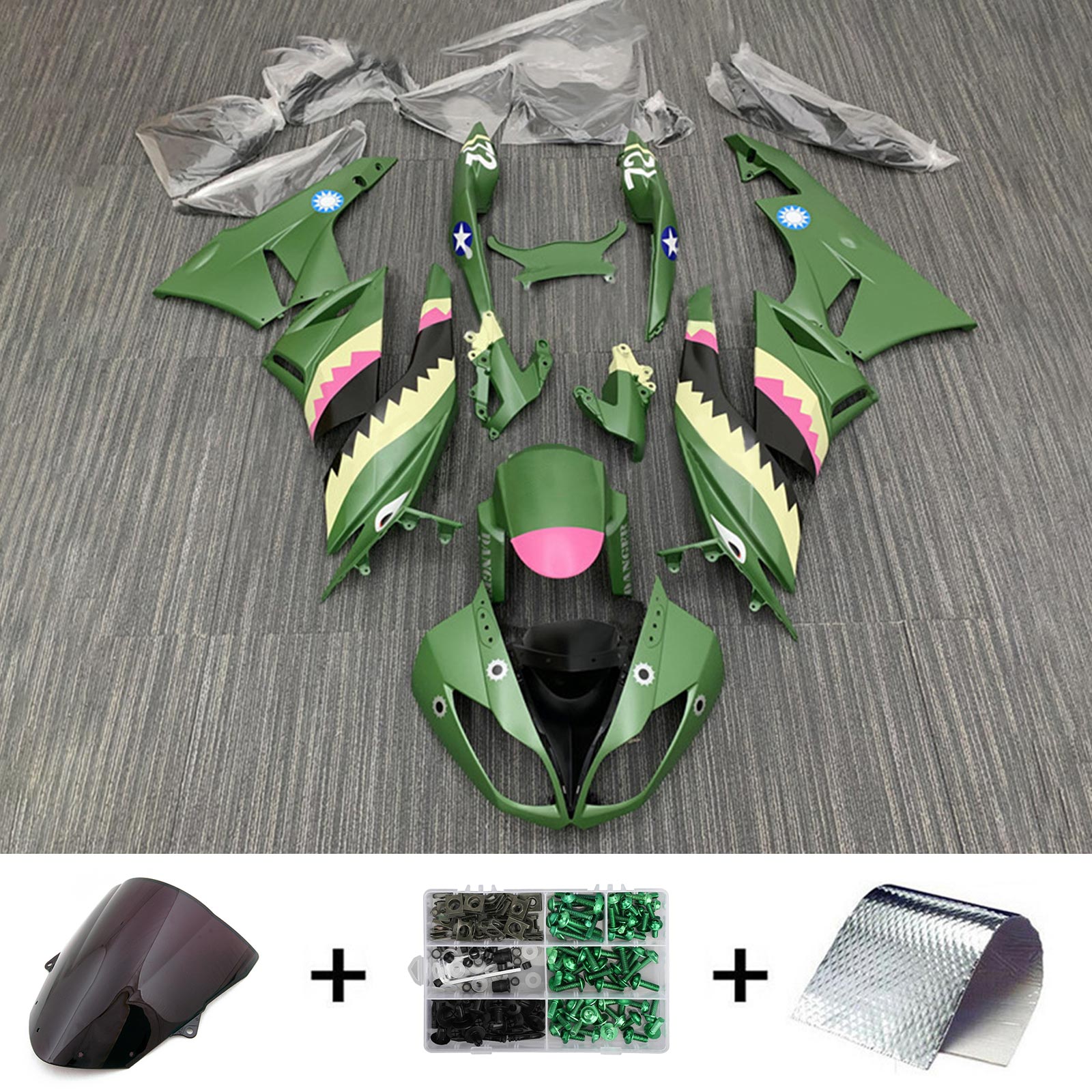 2009-2012 Kawasaki ZX6R 636 Kit de carénage carrosserie plastique ABS