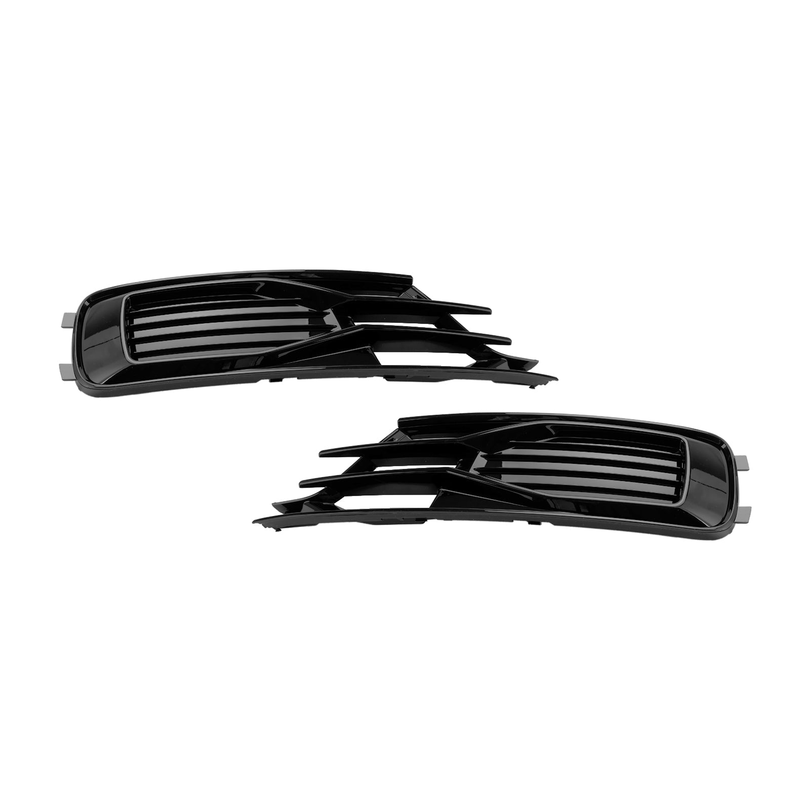 2014-2018 Audi A6 C7 2PCS Front Bumper Foglight Cover Grill Grille Black