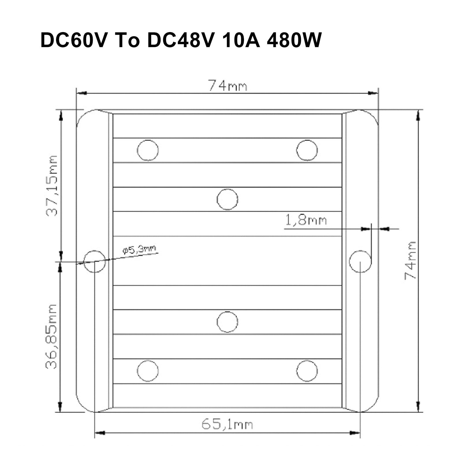 Afficier 60V à 48V 10A 480W Dépôt de convertisseur de puissance DC/DC