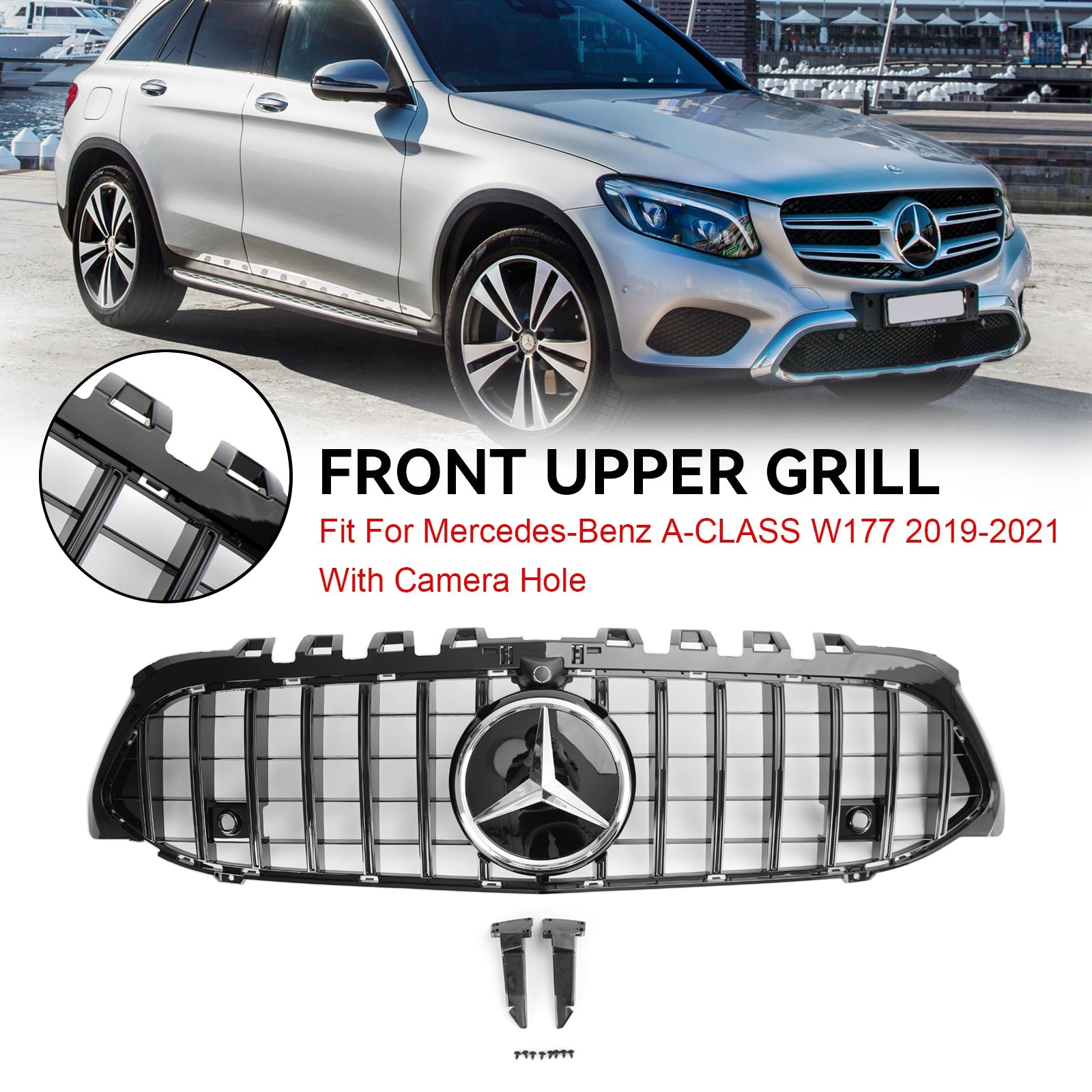 Mercedes Benz A-Klasse 2019-2023 W177 GT-stijl voorbumpergrille zwart