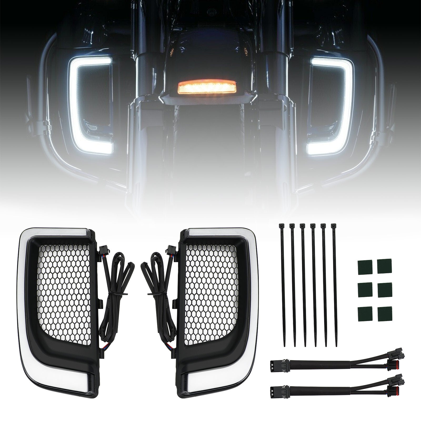 Tracer LED carenado inferior parrillas luces para Electra FLH/T Road Glide negro