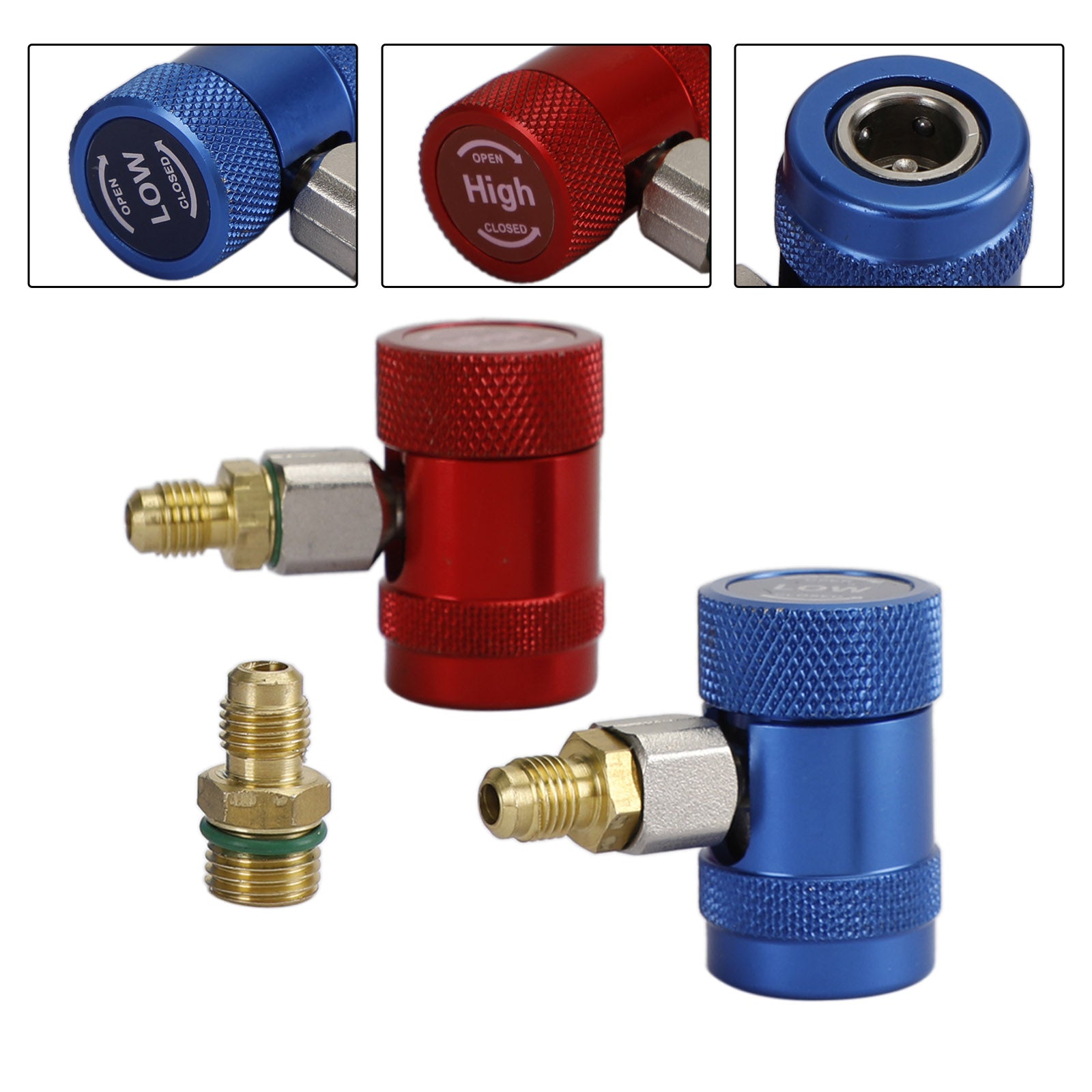 A/C R134A Snelkoppeling Adapter Spruitstukconnector 1/4" Sae Hvac Hoog&Lage kant