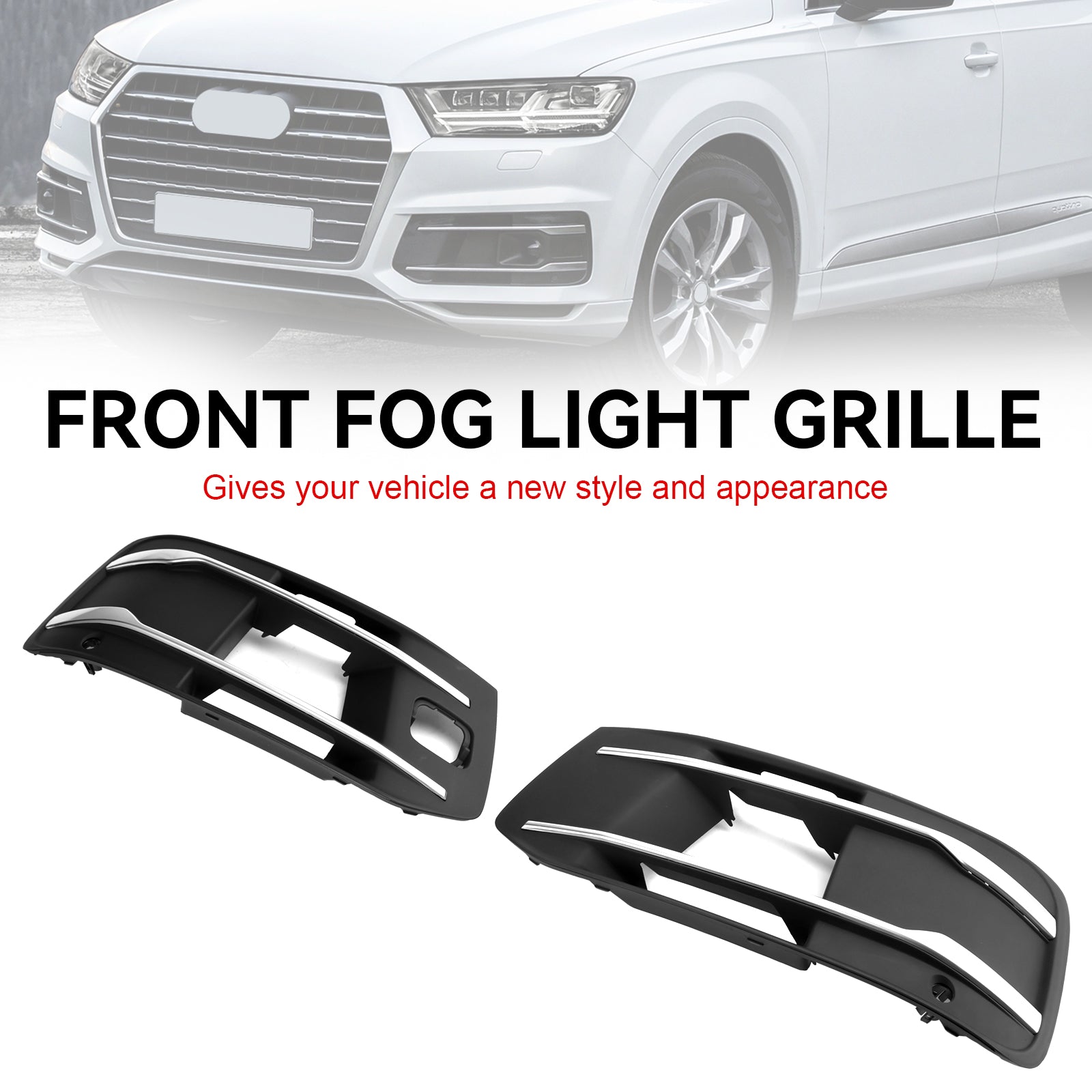 Audi Q7 2016-2019 Couverture de pare-chocs avant Grille de phare antibrouillard Lunette Insert Grill