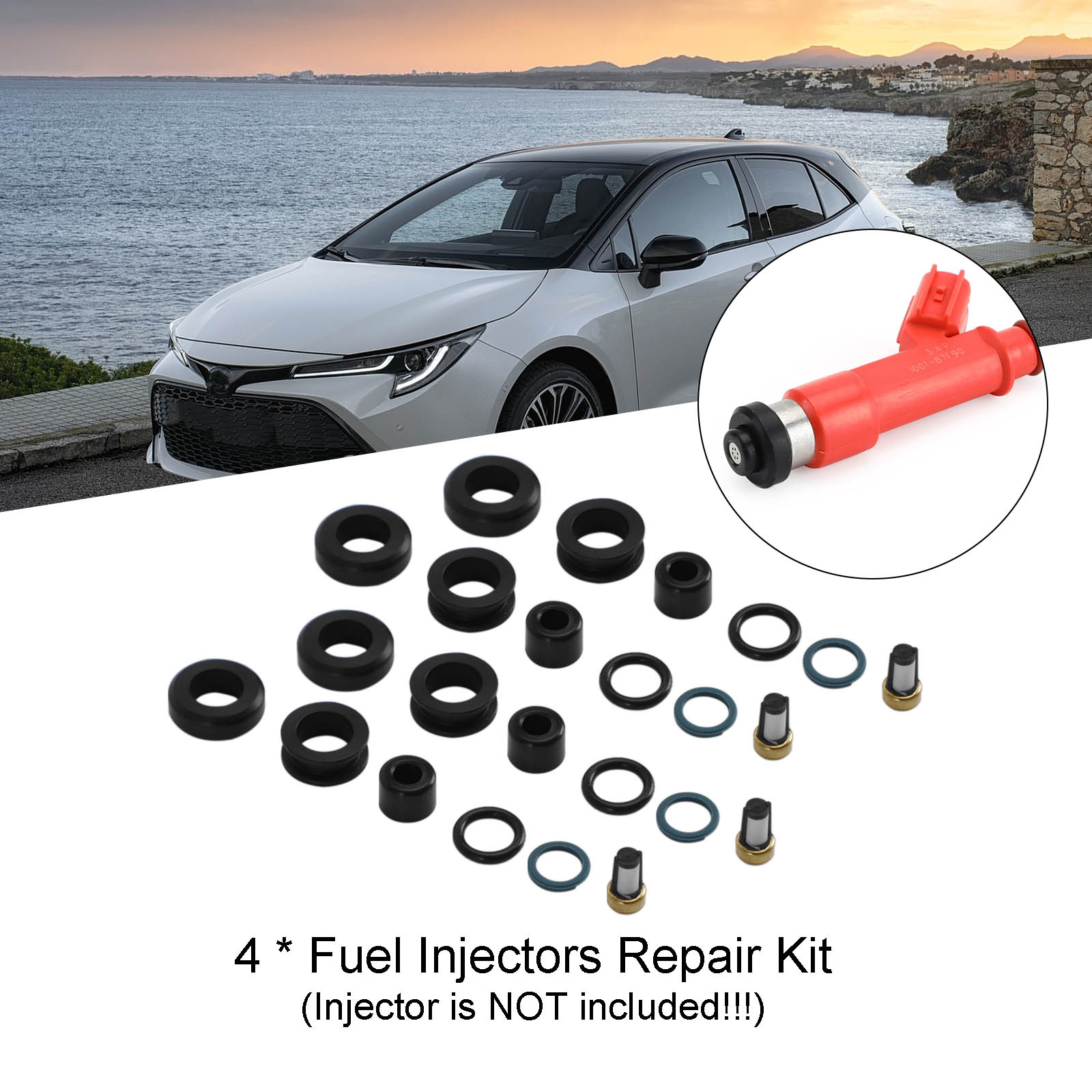 4pcs drivstoffinjektorer Reparasjonsforseglingssett 1001-87F90 Fit Toyota Corolla 1.8L Fit Lotus