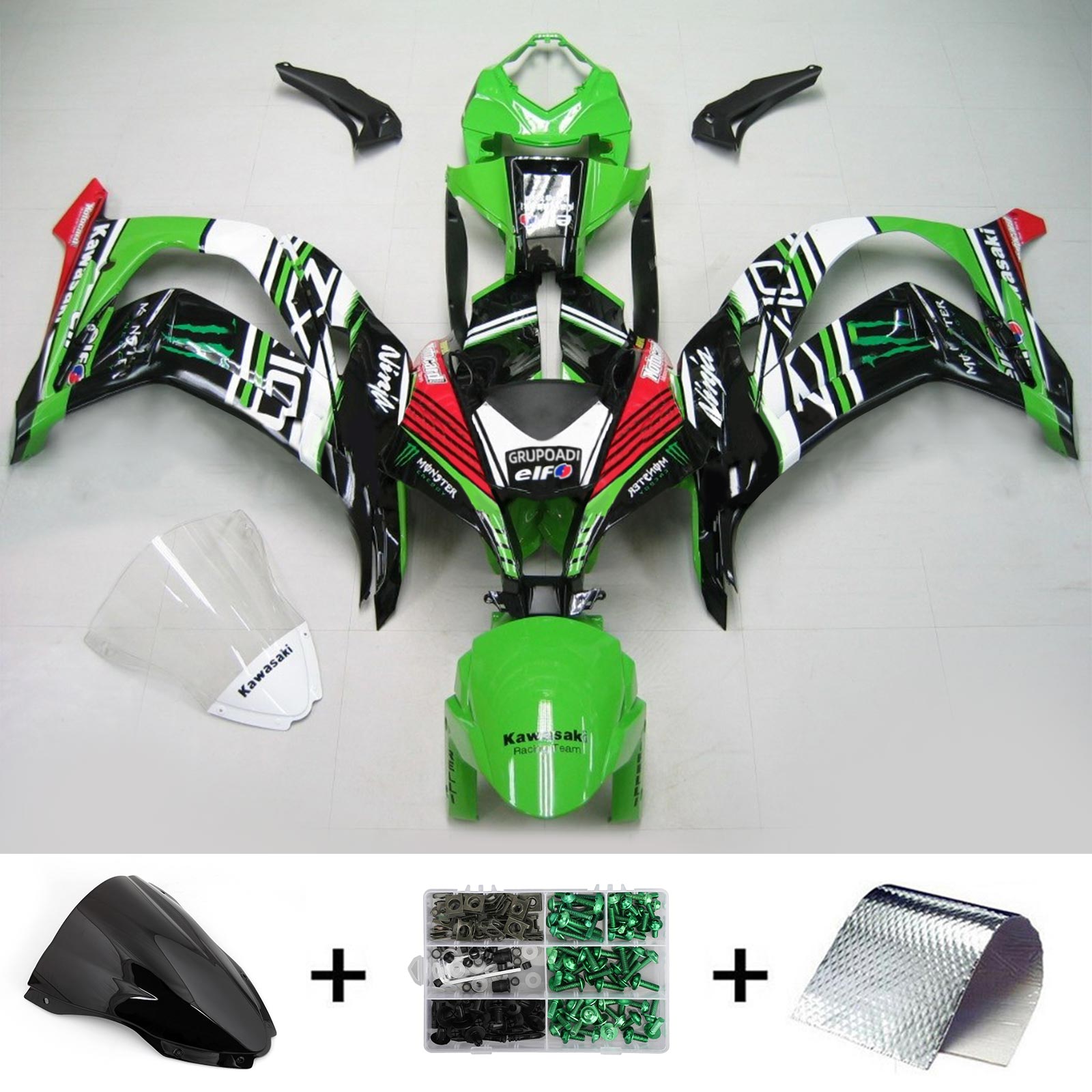 2016-2020 Kawasaki ZX10R Amotopart Injeksjon Fairing Kit Bodywork Plast Abs #116