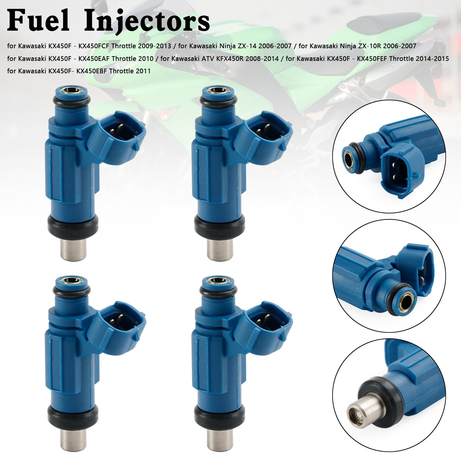 4pcs EAT286 49033-0010 Injecteur de carburant pour Kawasaki Ninja ZX-14 ZX-10R KX450F