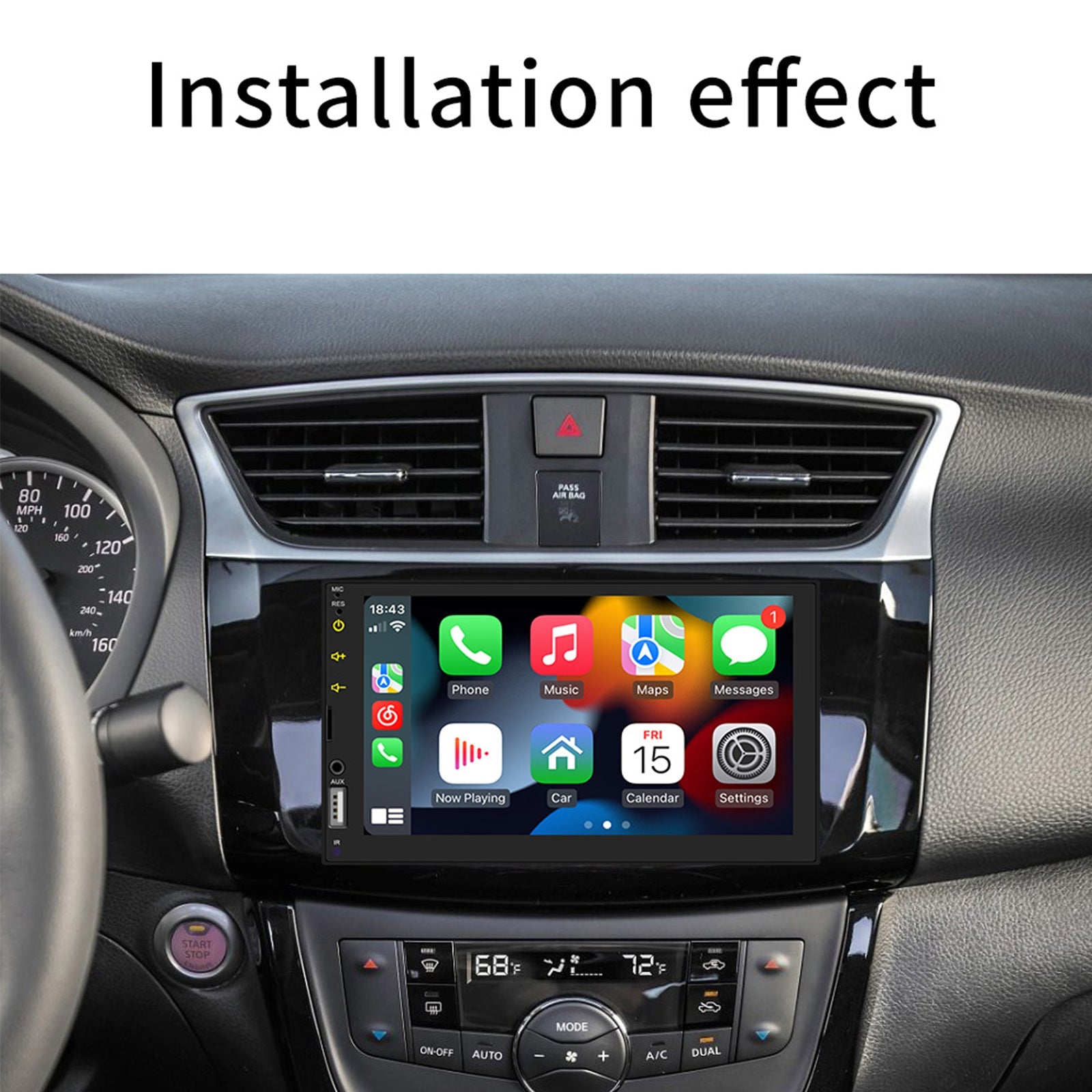 7" Kablet Carplay Bil MP5-spiller Bluetooth MP3 Bilkort Radio + 4 LED-kamera