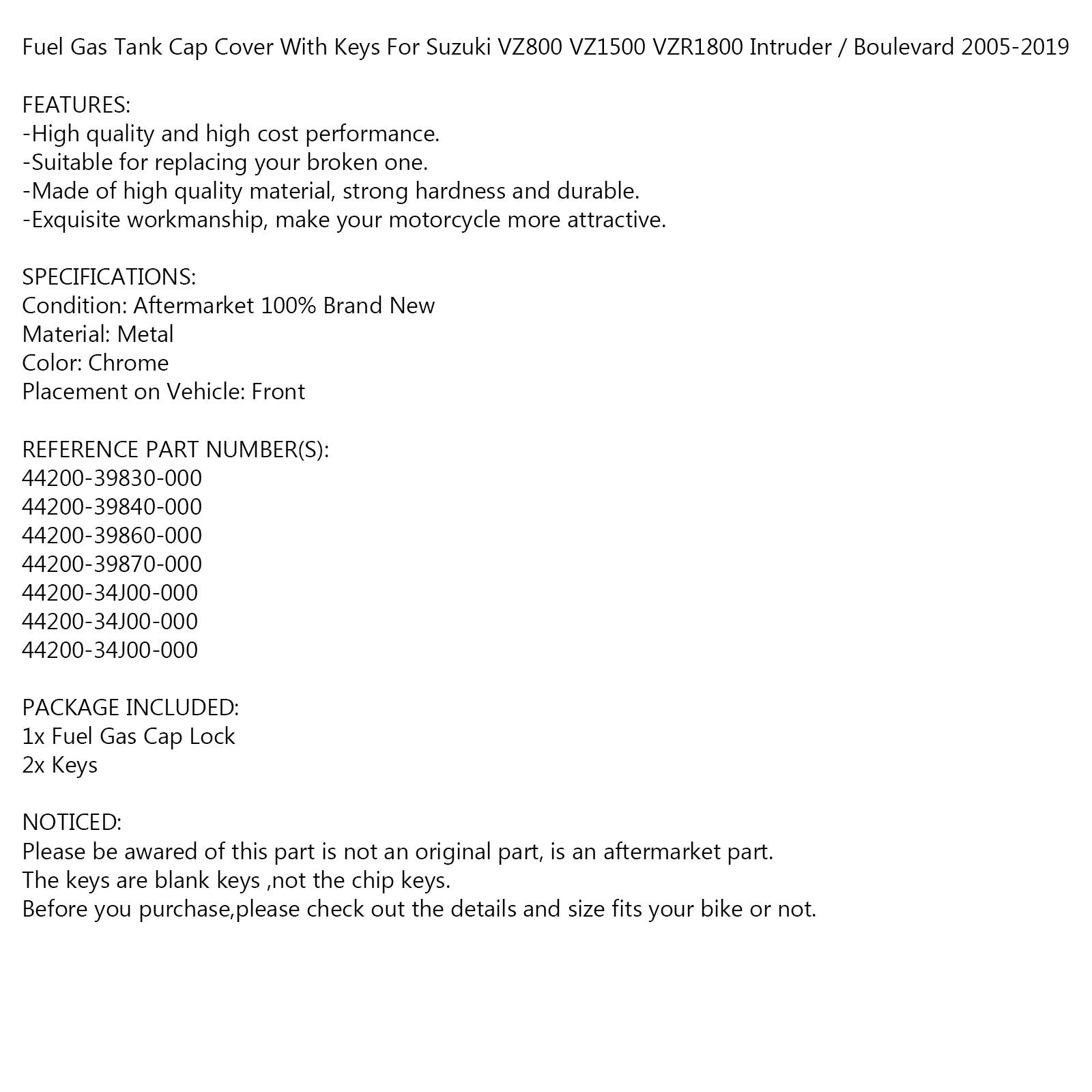 Fuel Gas Tank Cap Keys Fit for Suzuki GSX150 F GIXXER155 2016-2018 L6 L7 L8