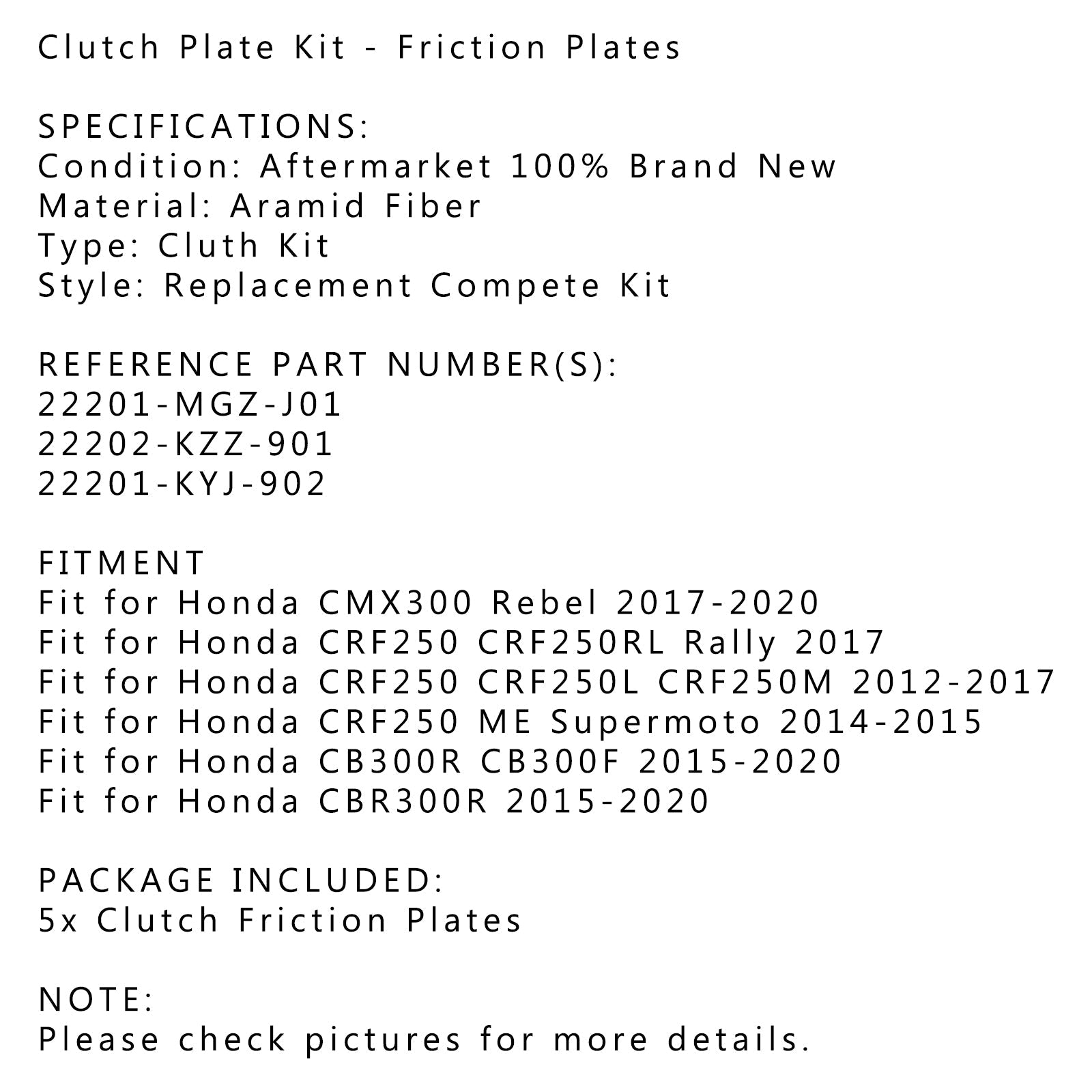 Sada súpravy Treck Tricking Plate pre Honda CRF250 12-17 CMX300 Rebel CBR300R 17-20 Generic