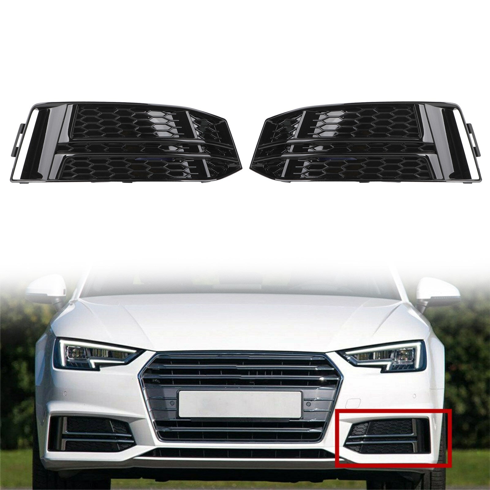 2016-2018 AUDI S4/A4 B9 S-LINE (Passar inte A4) Dimljuskåpa fram, par, 8W0 807 681 F 8W0 807 682 F Generisk