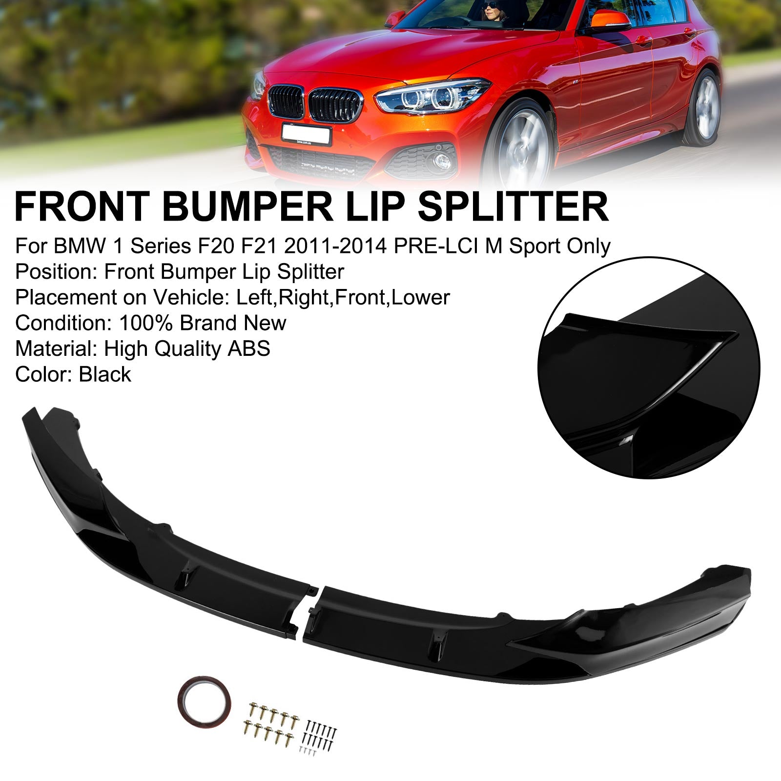 2011-2014 BMW 1 Series F20 F21 Pre-Lci M Performance Front Splitter Lip