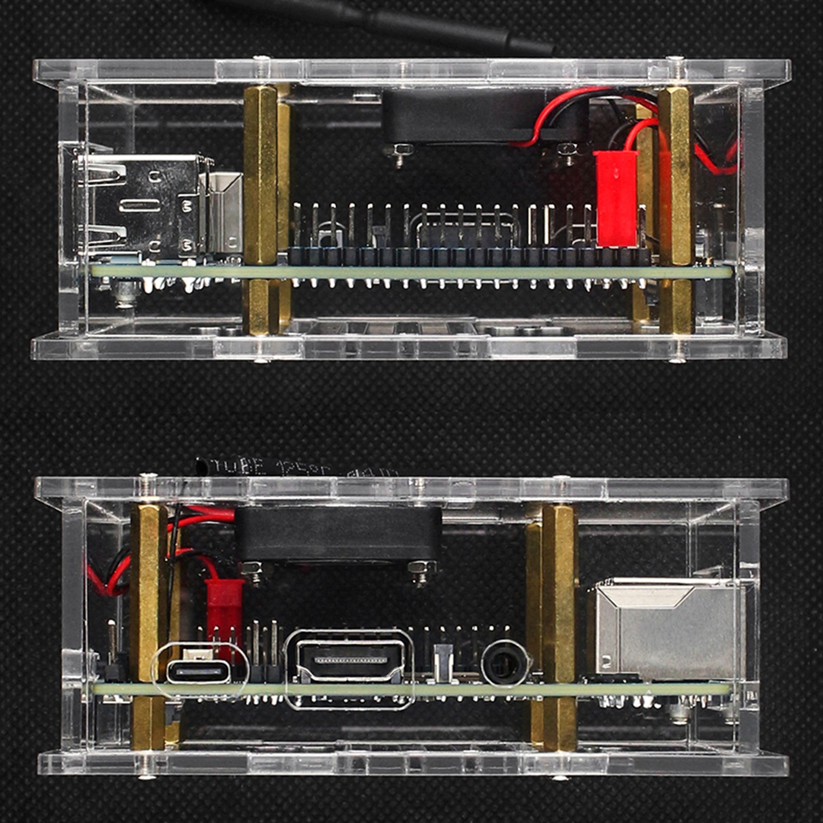 Caja protectora transparente Orange Pi 4A Caja acrílica Orange Pi 4A con ventilador de refrigeración