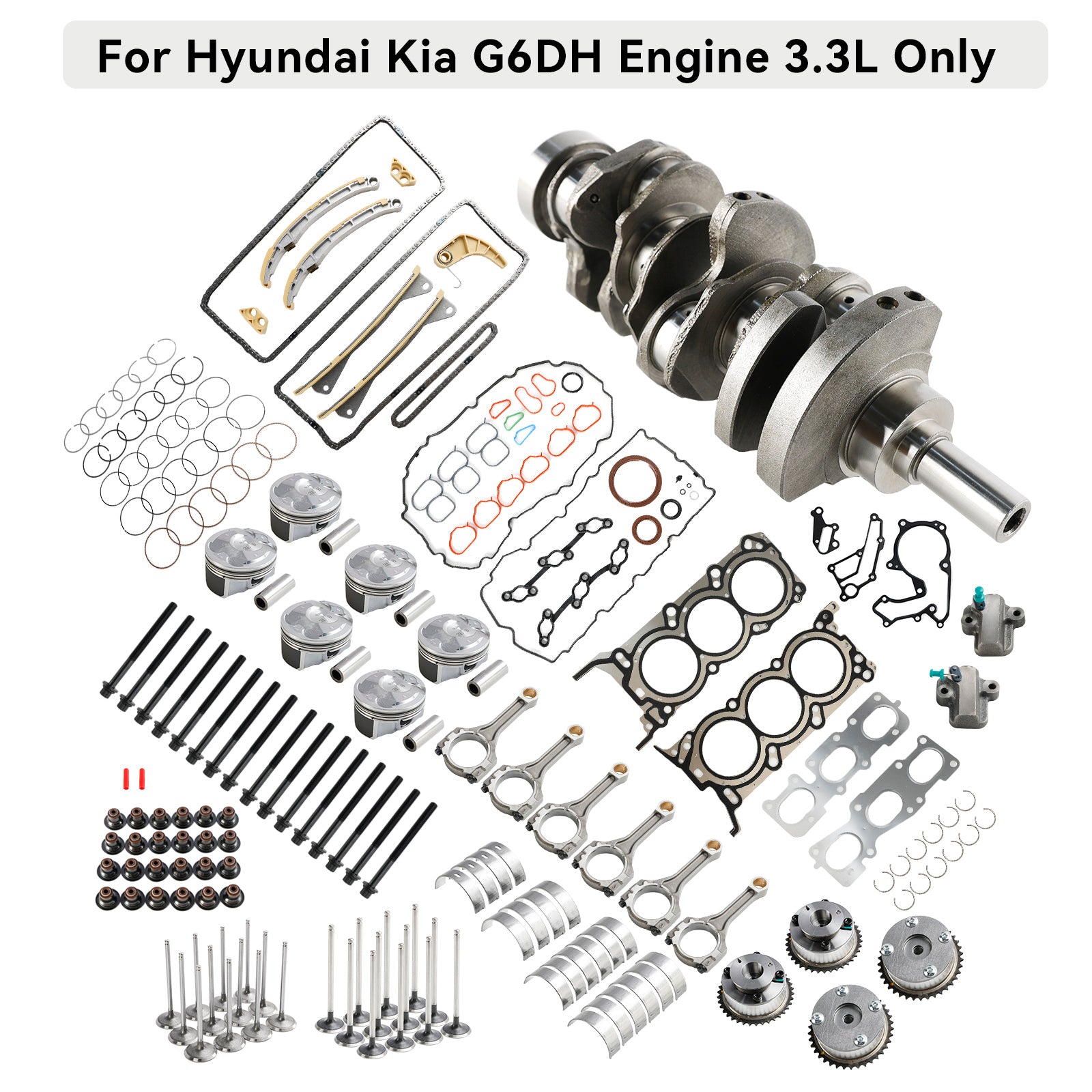 G6DH 3.3L Engine Rebuild Overhaul Kit w/ Crankshaft Rods Timing for Hyundai KIA