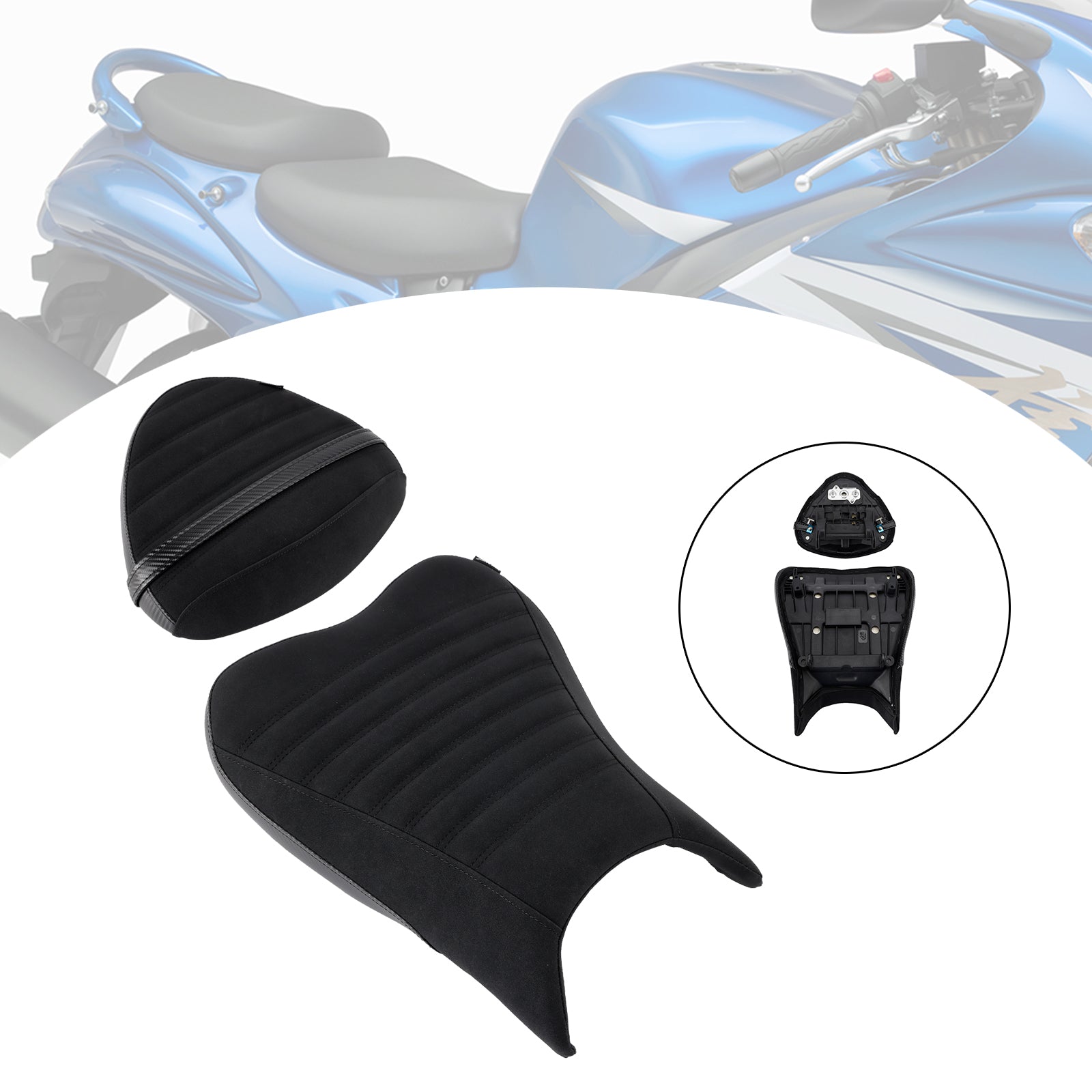 Lower Front W/ Rear Seat Driver Pillion Black1 For Suzuki Hayabusa 1300 22-24
