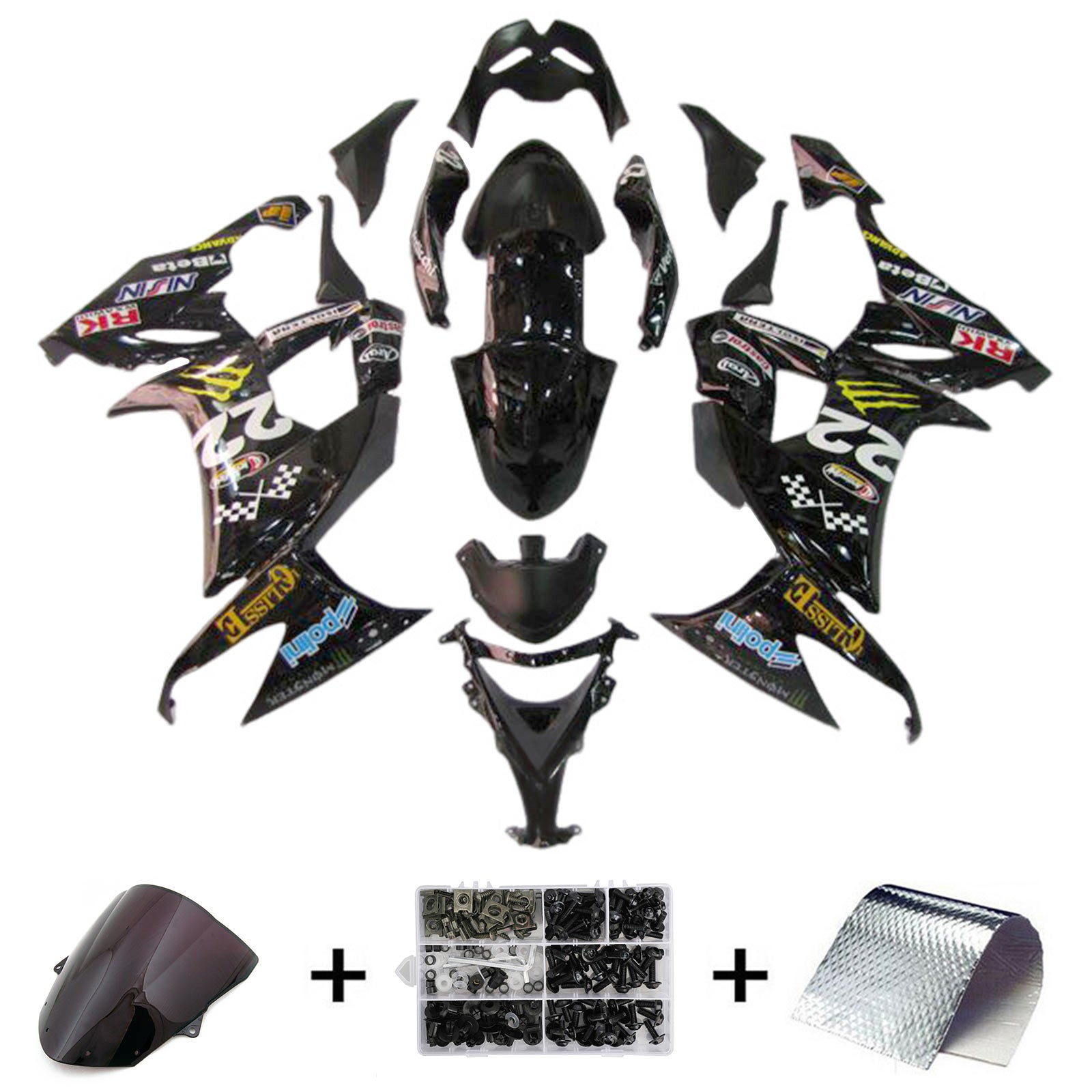 2008-2010 Kawasaki ZX10R Injection Fairing Kit Bodywork Plastic ABS