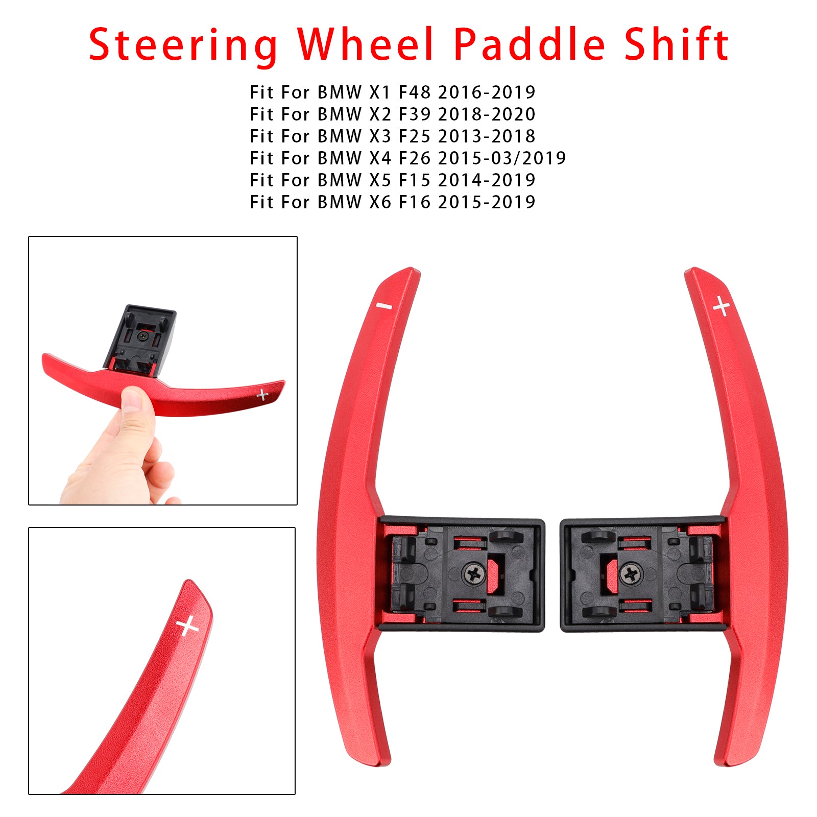 Paddelväxelförlängning för BMW F-serie F30 F31 F32 F10 X3 X5 Aluminium Röd