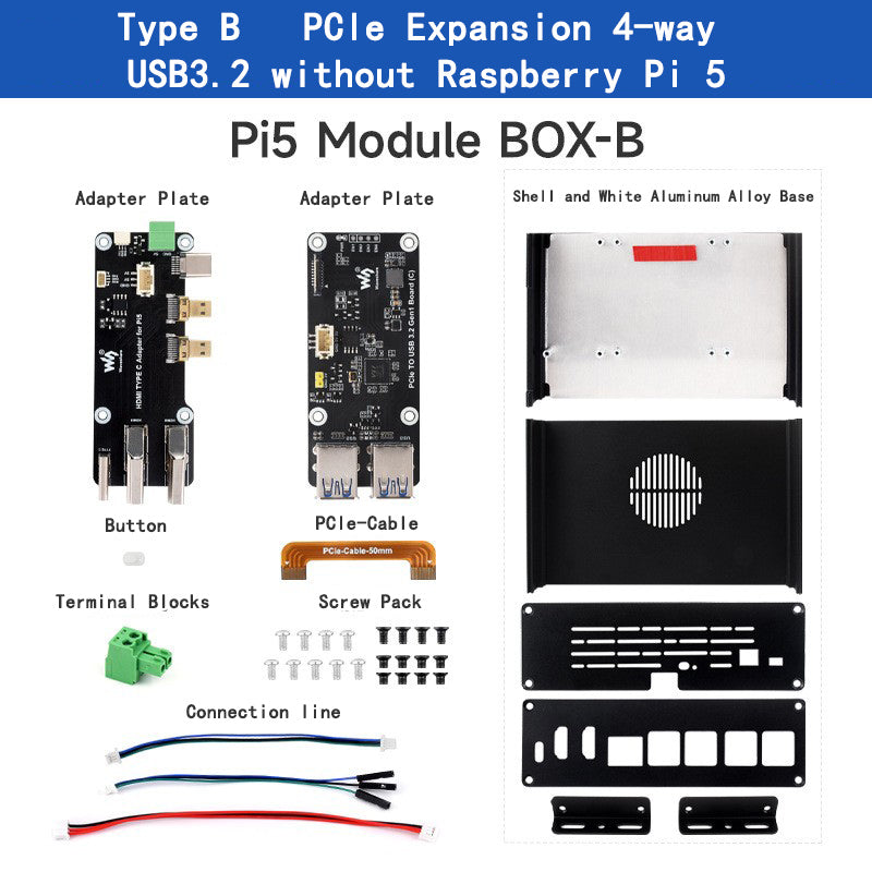 Extension Raspberry Pi 5 tout-en-un, plaque d'extension PCIE, Double sortie HDMI 4K