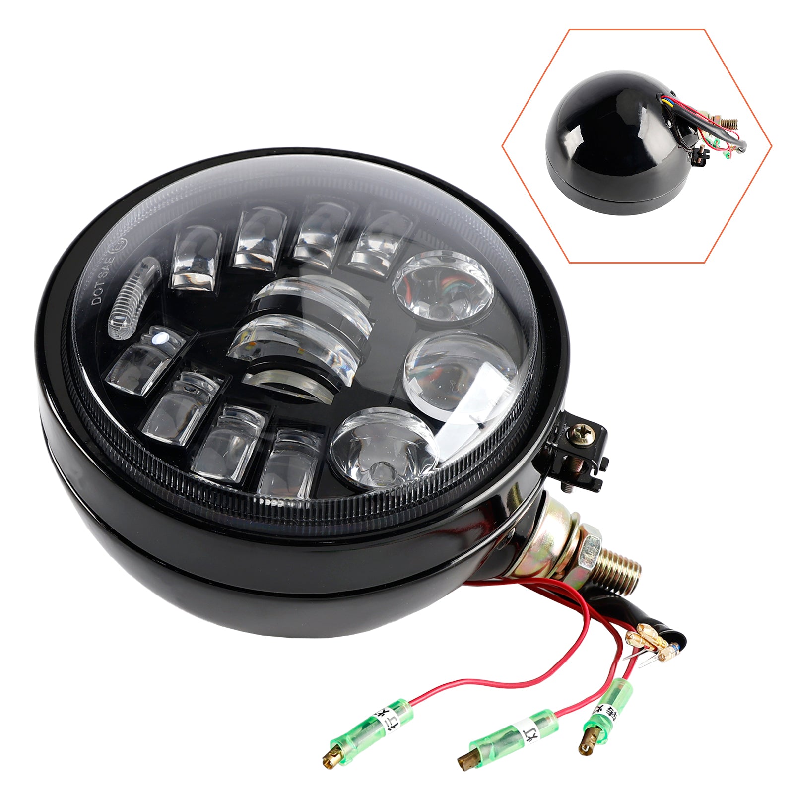 5.75" Univerzálny multifunkčný čierny reflektor #82 pre motocykel