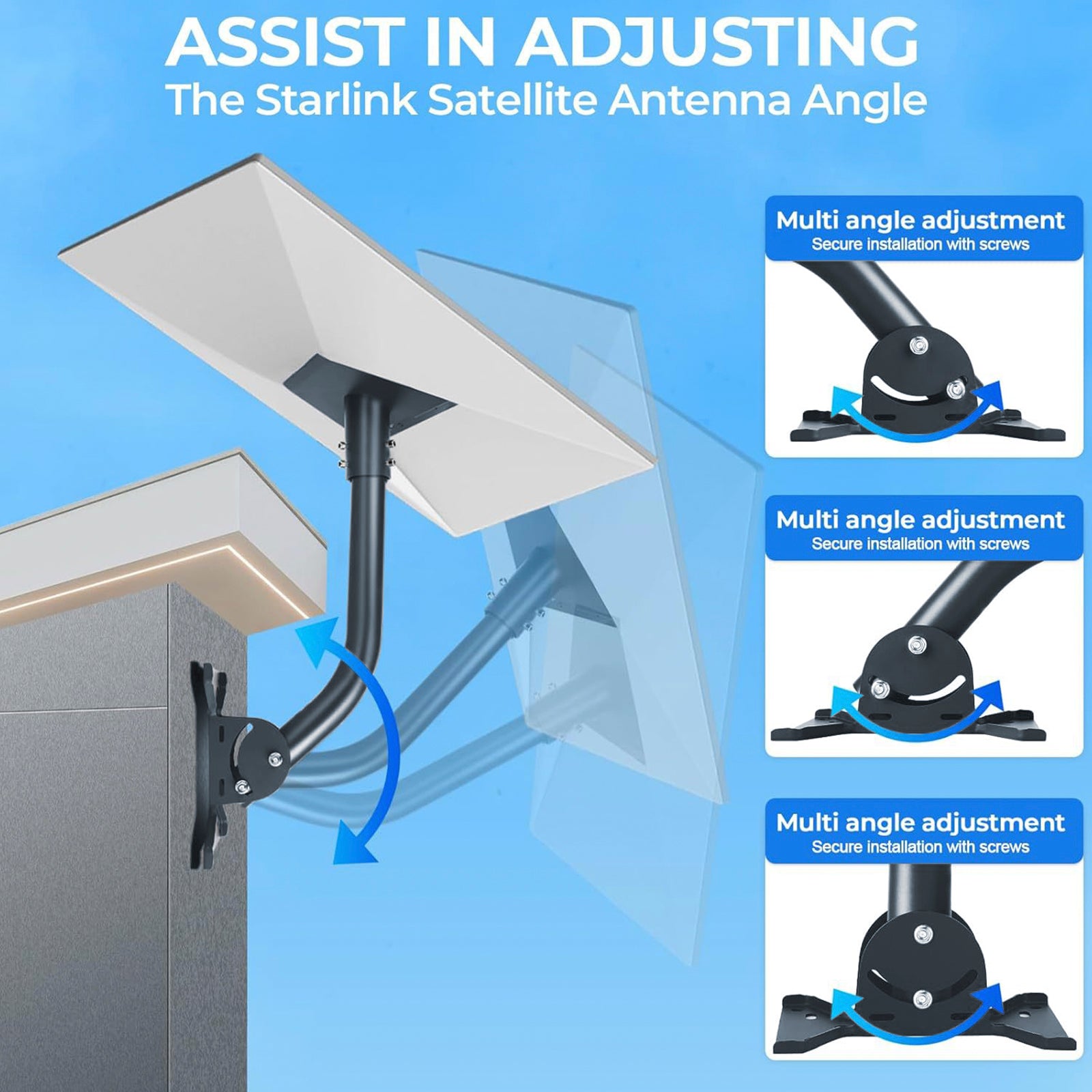 Starlink Gen 3 Mount 360° Adjustable Mounting Kit V3 For Roof Exterior Wall