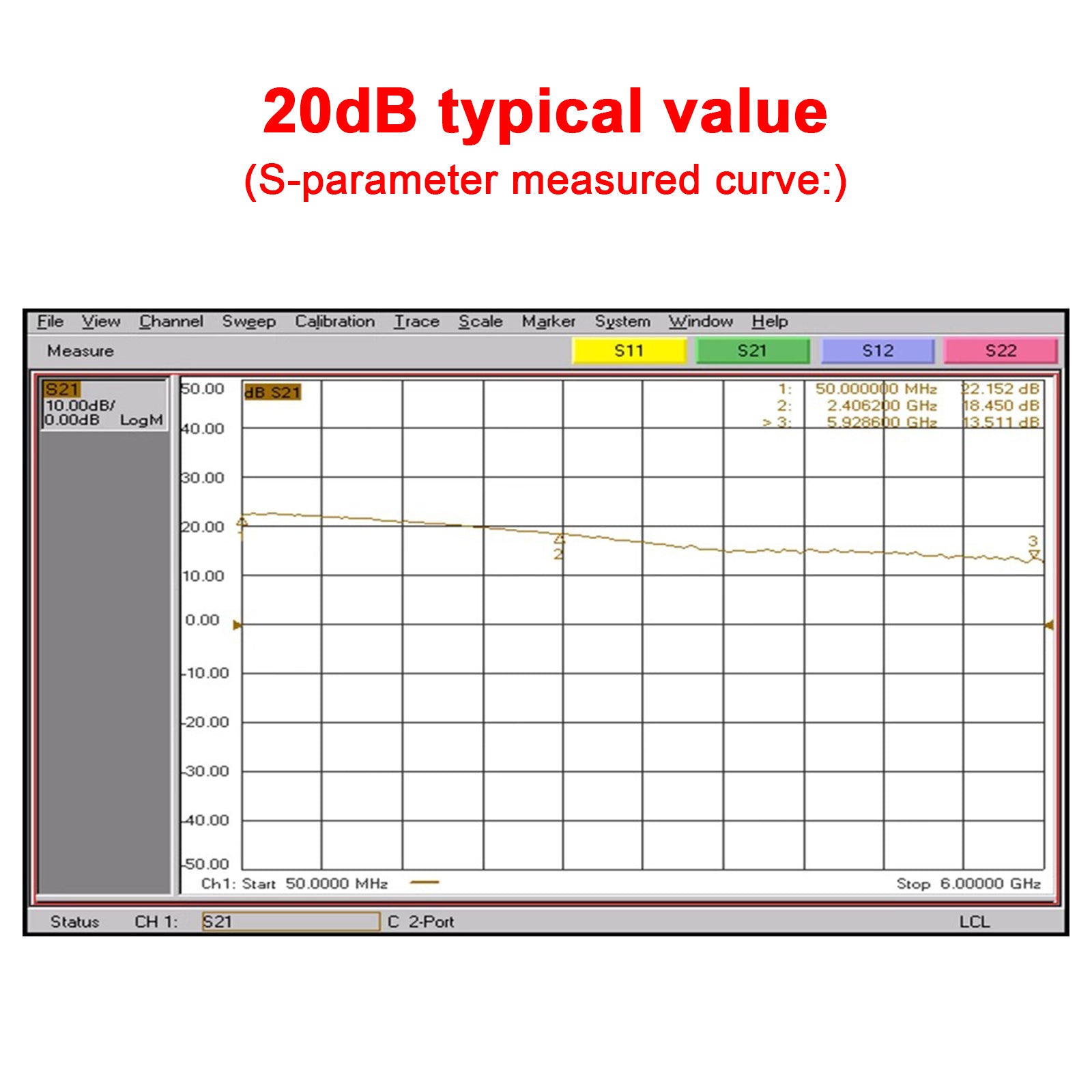 50m-6GHz Radio Frequency Amplifier 20dB 30dB High-Gain Front LNA Low Noise Signal