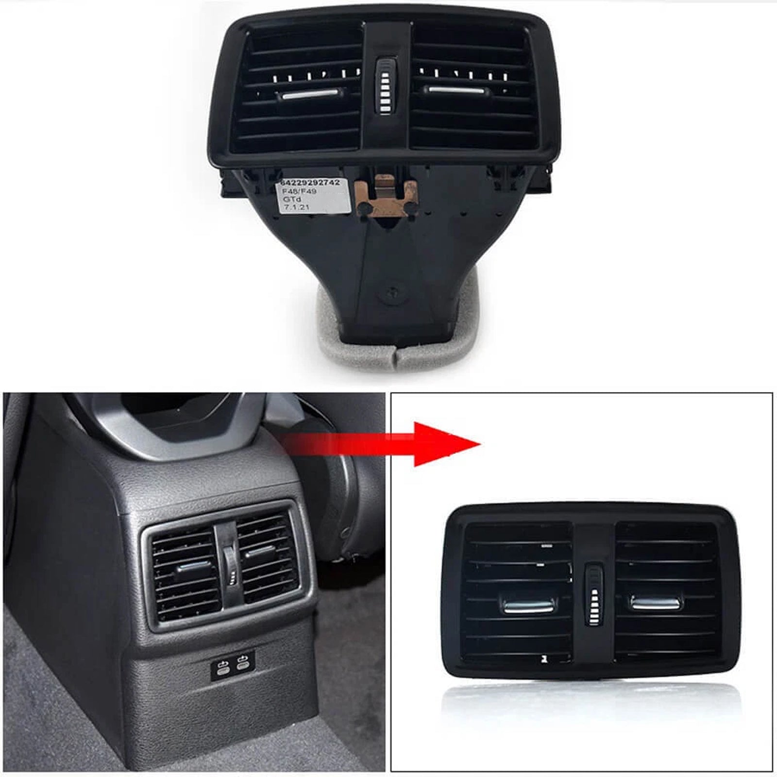 Centre Console Rear Air Vent Grill 64229292742 For BMW X1 X2 F48 F49 F38 F39