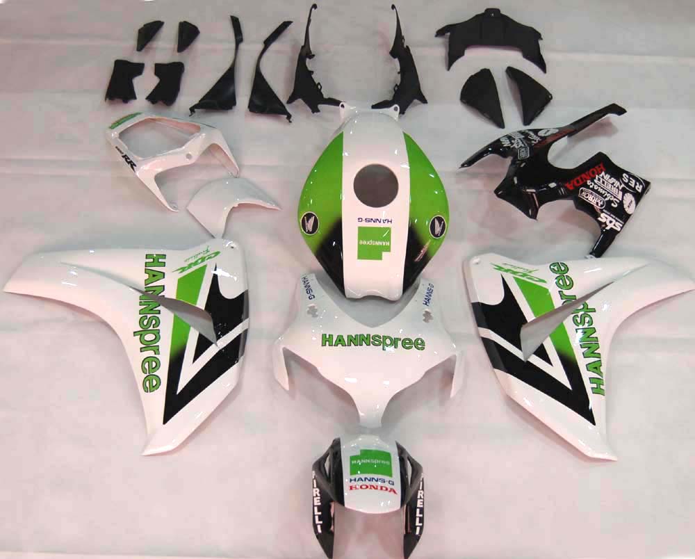 2008-2011 Honda CBR 1000 RR White Green Hannspree Racing Fairings Generic