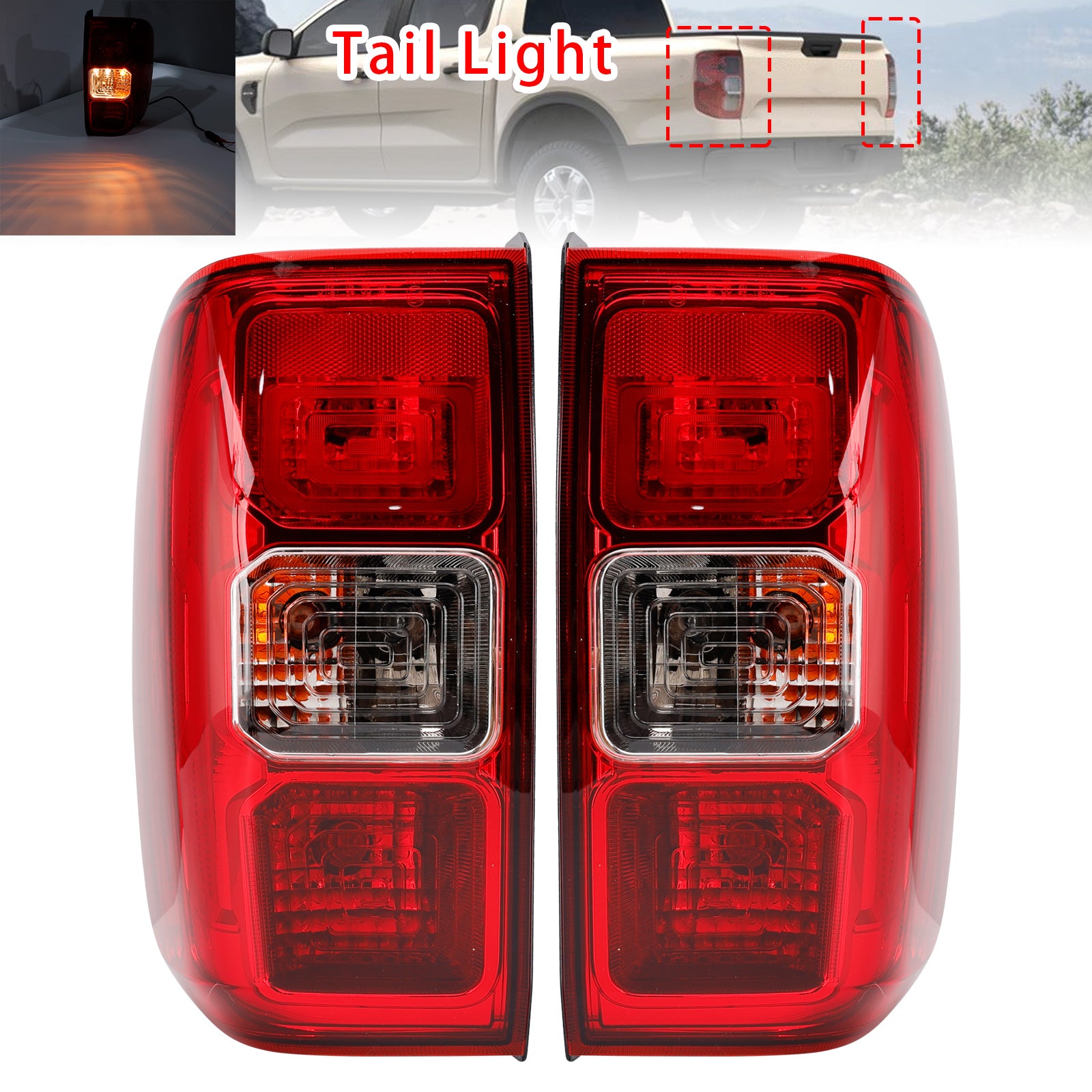 2019-2022 For Ford Ranger XL Left+Right Rear Tail Light Assembly