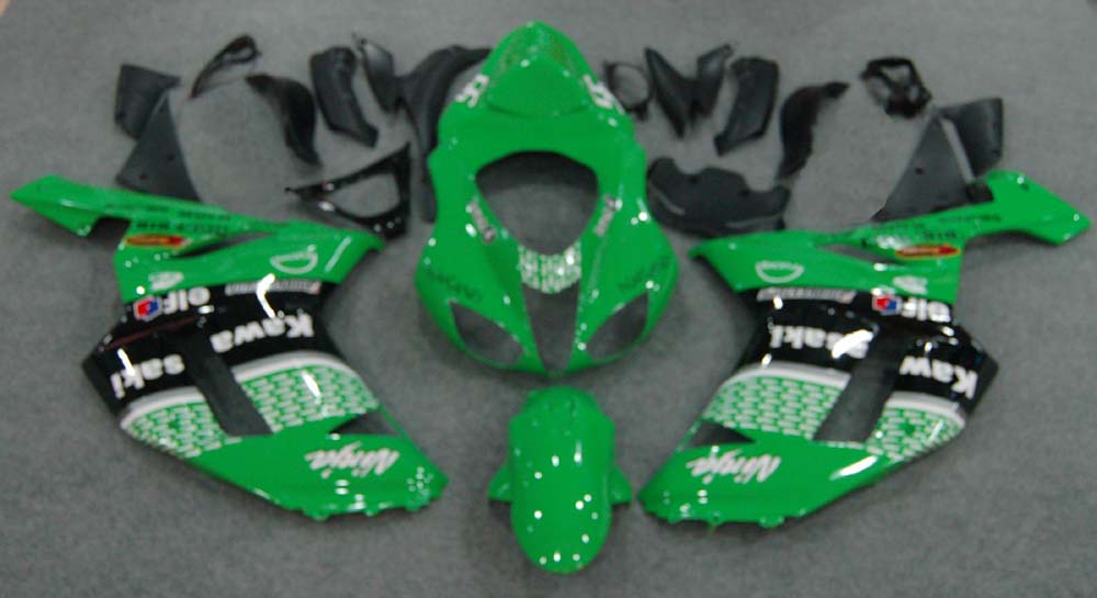 2007-2008 Kawasaki ZX6R ZX636 Fairings Green Black ZX6R Racing Generic