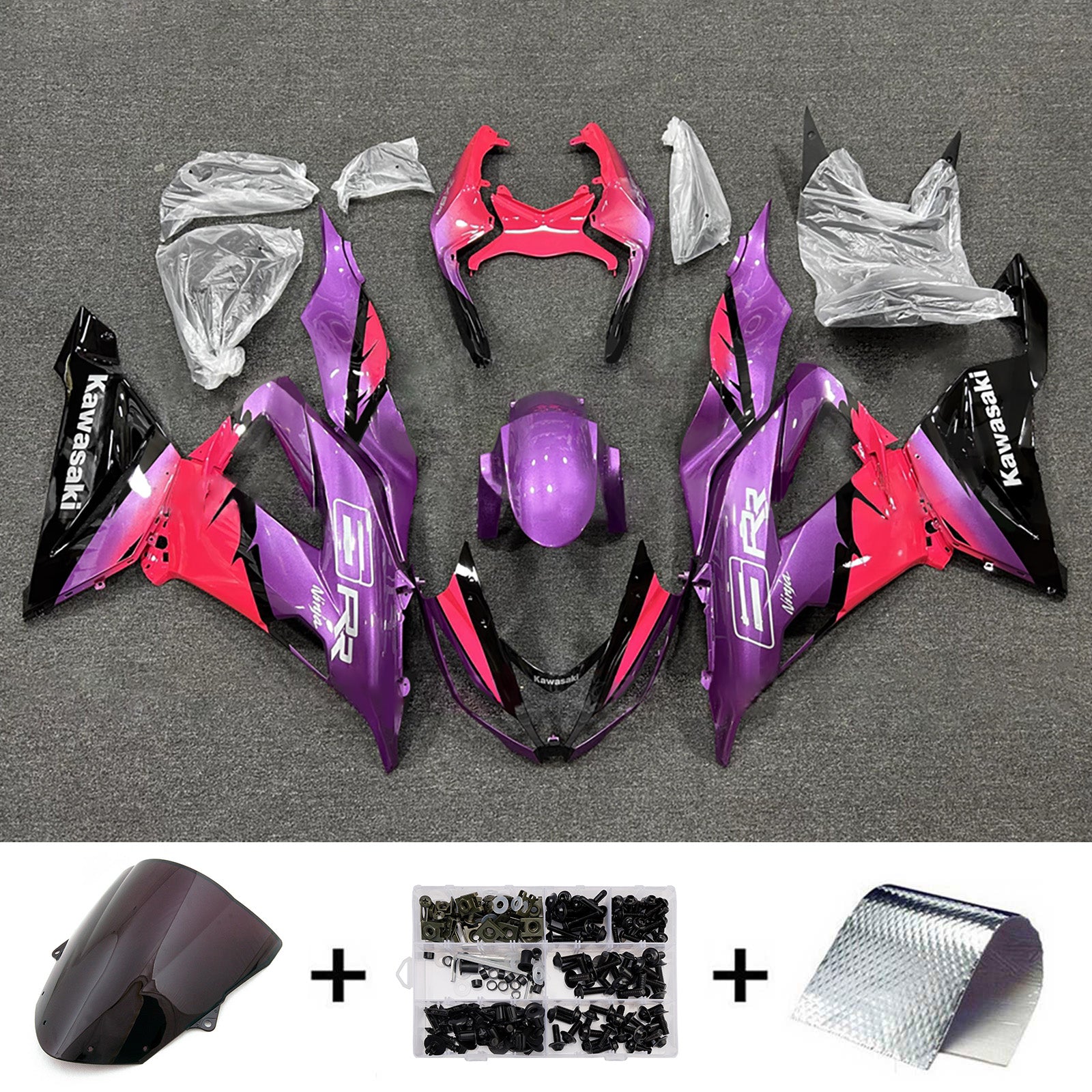 Kit carena iniezione carrozzeria in plastica ABS adatta per Kawasaki ZX6R 636 2013-2018