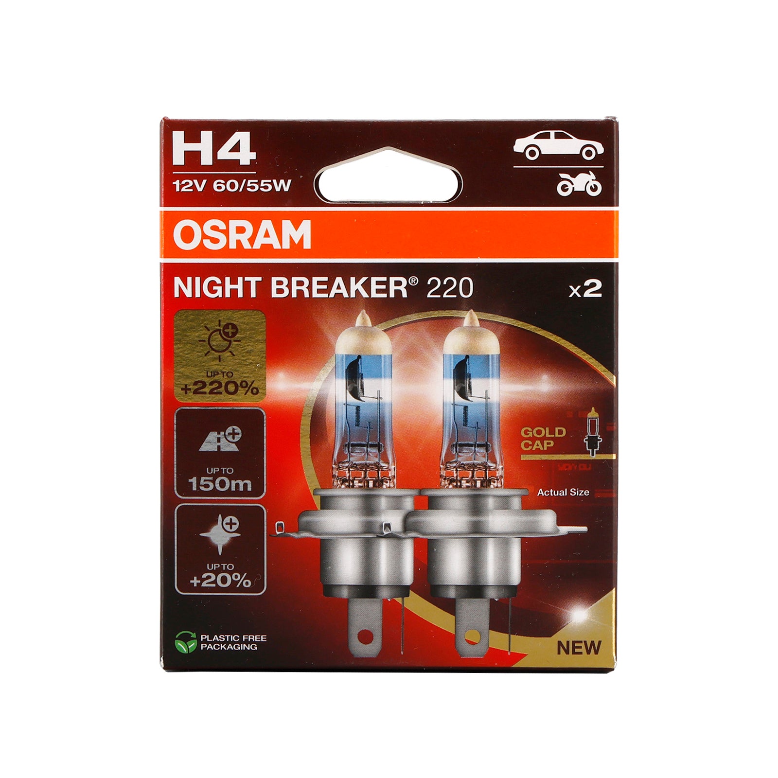 2PCS Car Breaker Night Breaker H4 64193NB220 12V 60/55W para osram