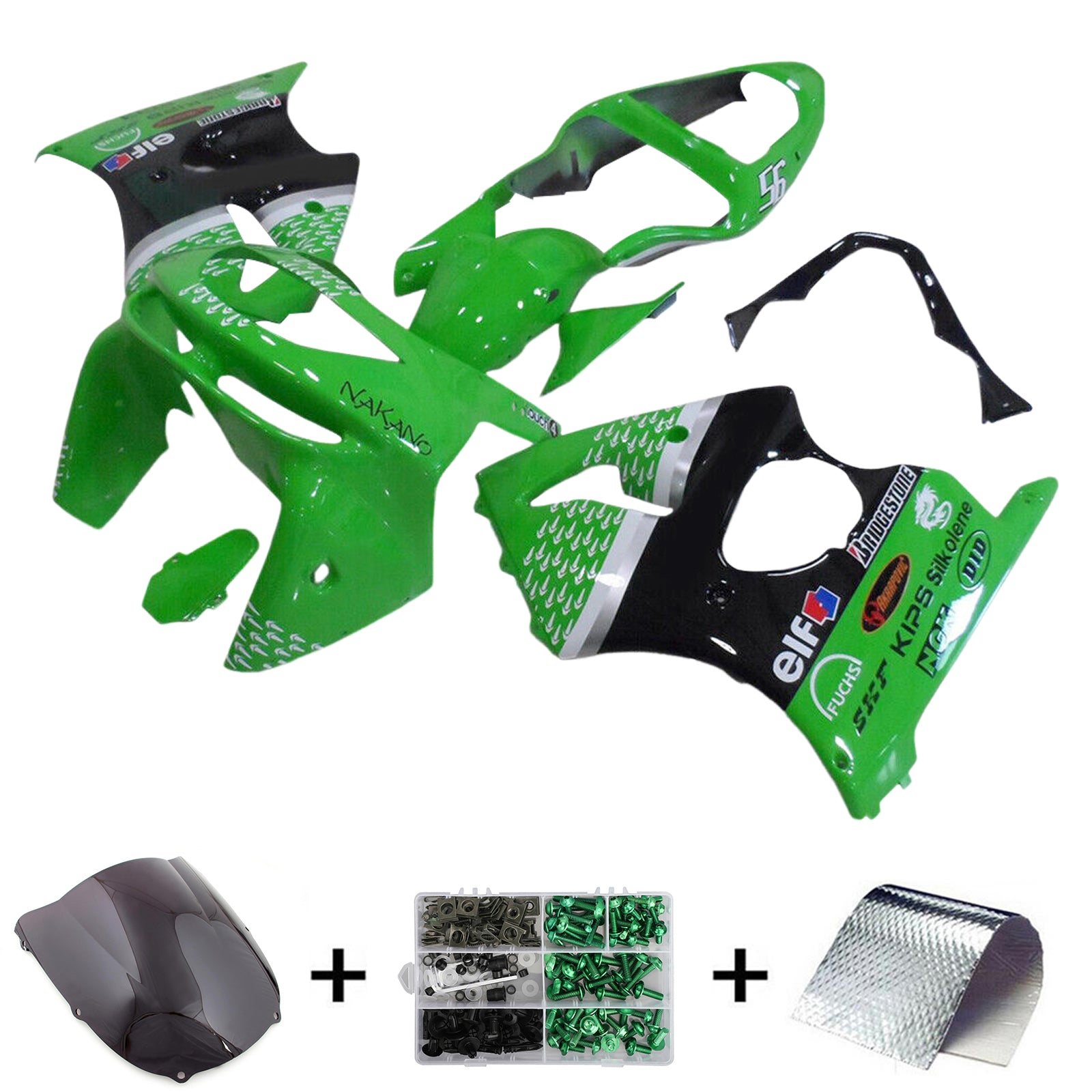 1998-1999 Kawasaki ZX6R Kit de carénage d'injection carrosserie plastique ABS