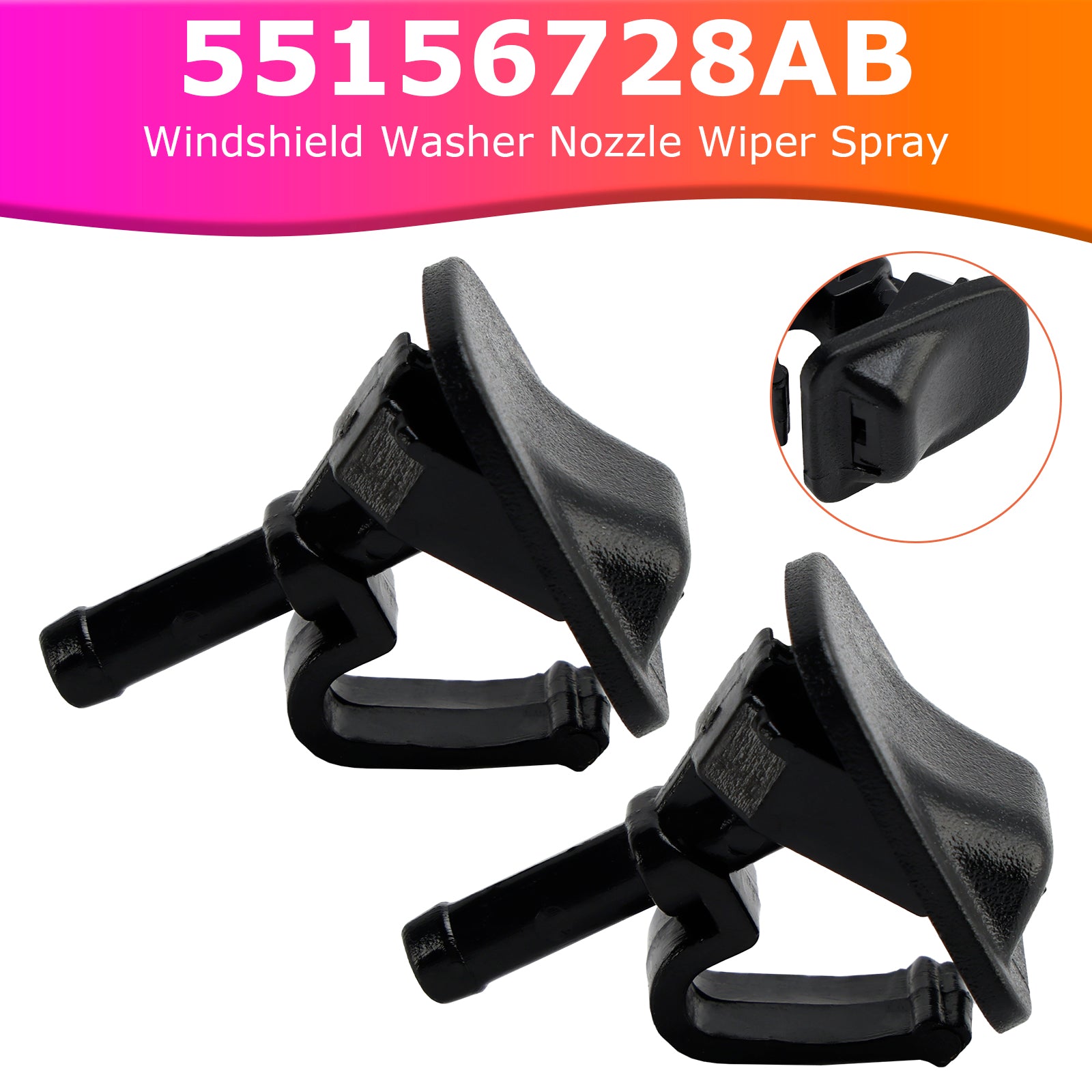 2pcs Windshield Washer Nozzle Wiper Spray 55156728AB for Jeep Wrangler JK 2002-2012