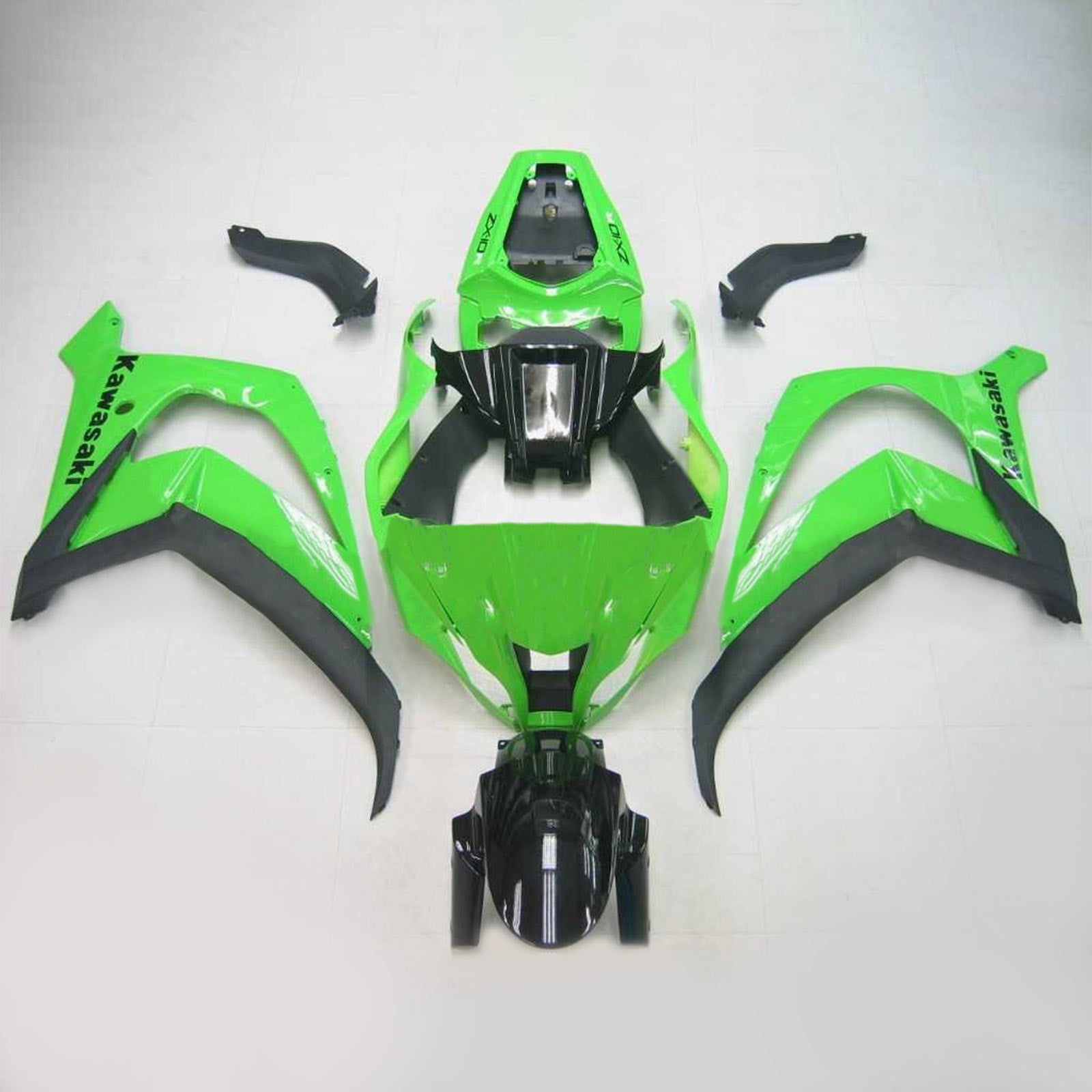 2011-2015 Ninja ZX10R Green Bodywork Fairing ABS Injection Molded Plastics Set 5# Generic