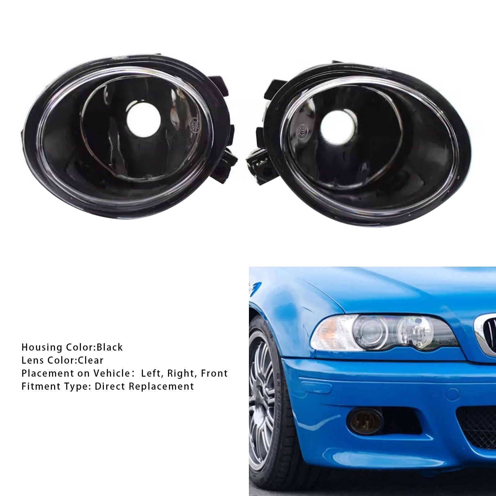 Paar mistlamplampen zonder lampen voor BMW E46 3-serie 2001-2006