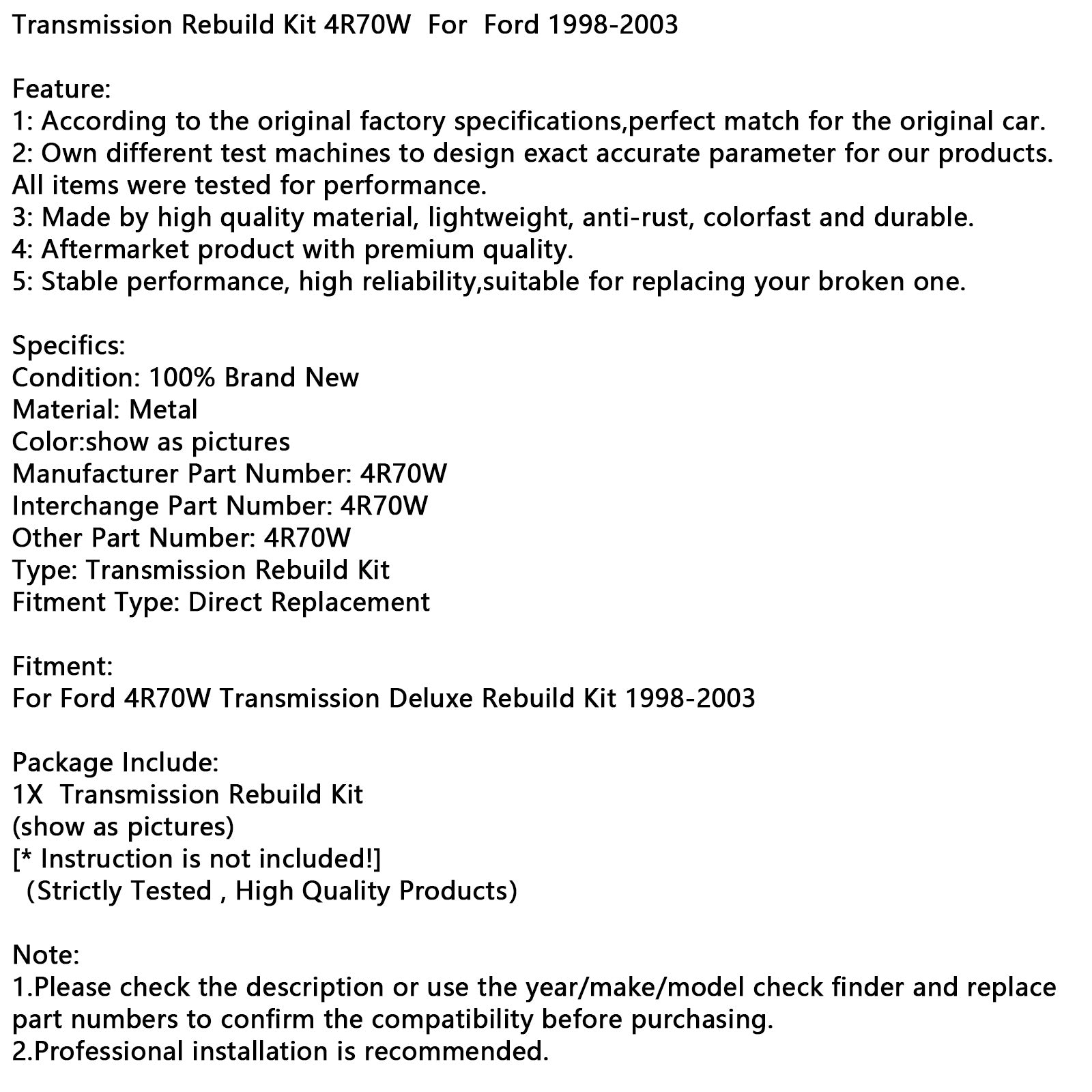 1998-2003 Ford Transmission Rebuild Kit 4R70W