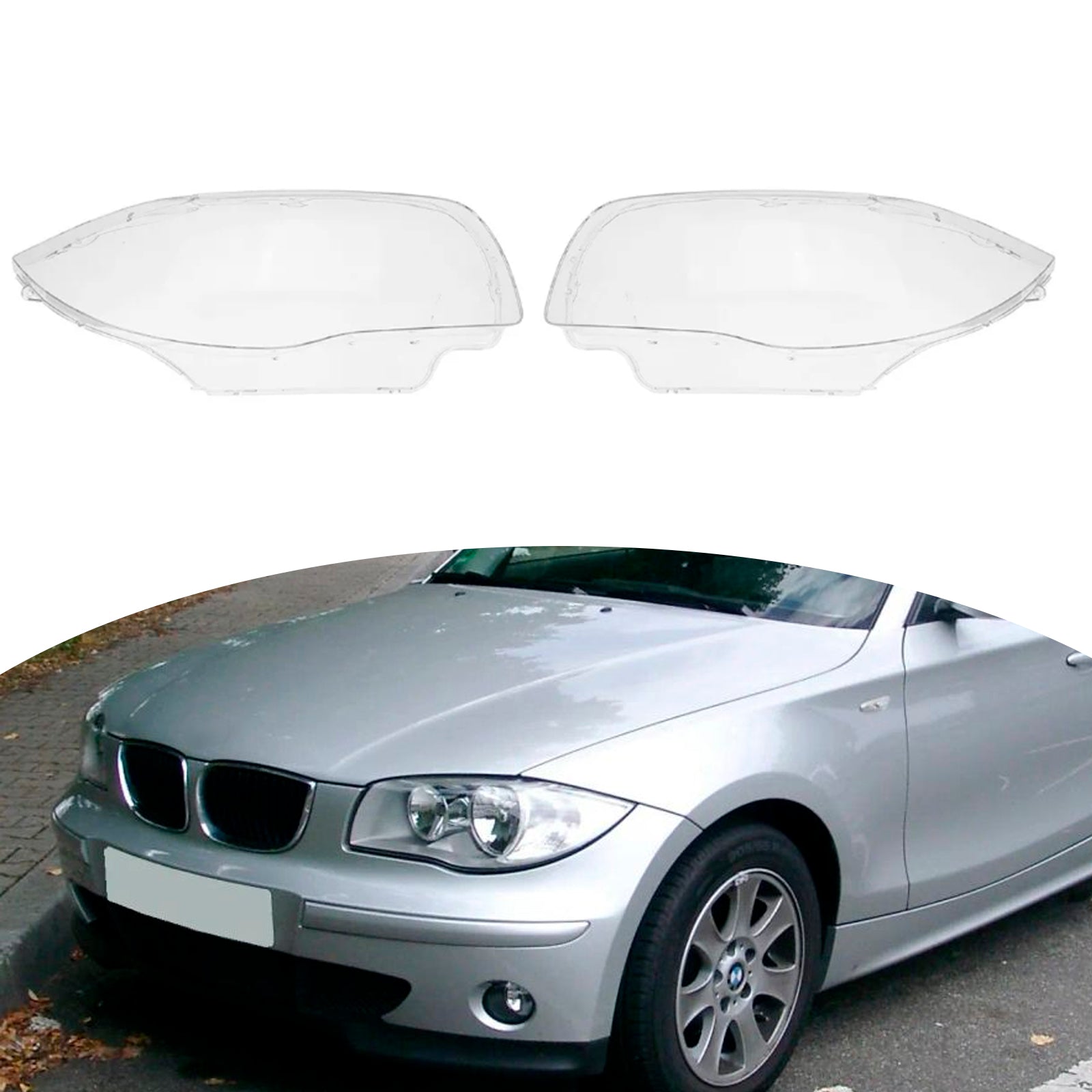 2003-2011 BMW 1-Series E81 E82 E87 E88 2st framsidan för strålkastare Glas Clear Cover 63126924486,