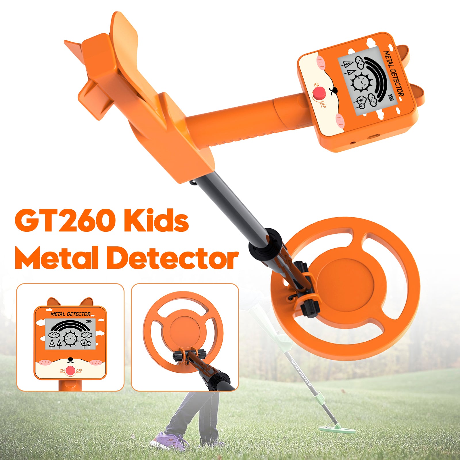 GT260 Kids Treasure Seeker Metaaldetector Waterdicht 6.3" Zoekspoel ORG